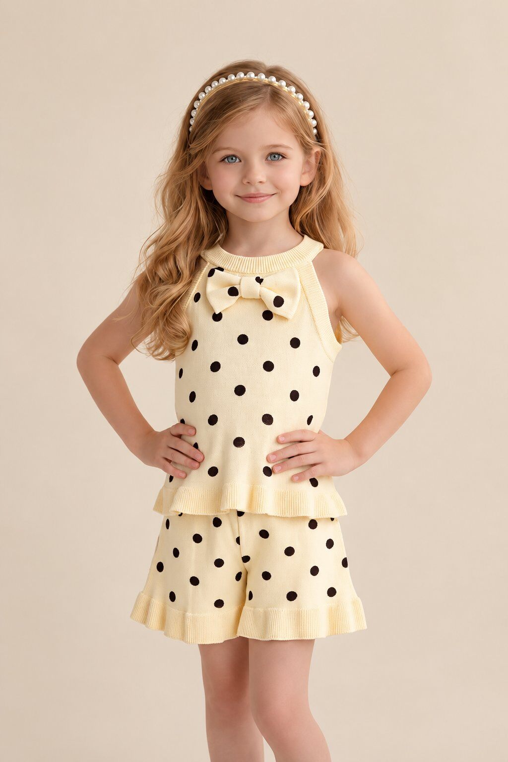 Mayorista Yoyo S. - Conjunto de top y short de punto con lunares