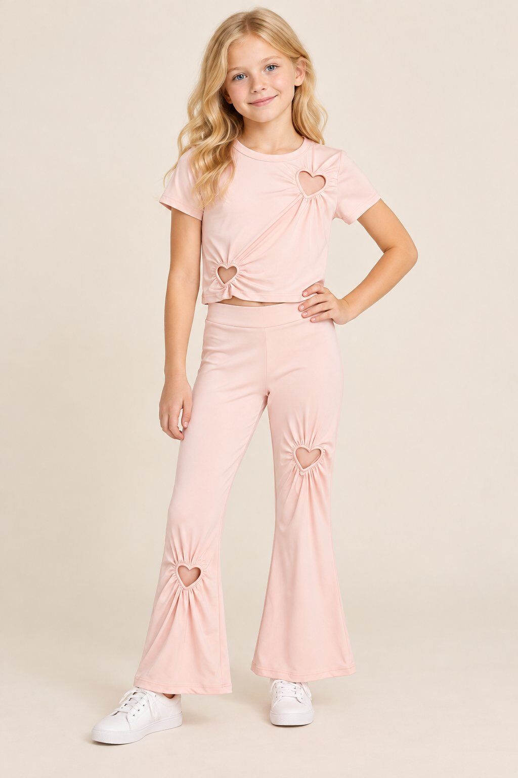 Mayorista Yoyo S. - Conjunto de camiseta y pantalón con corazones