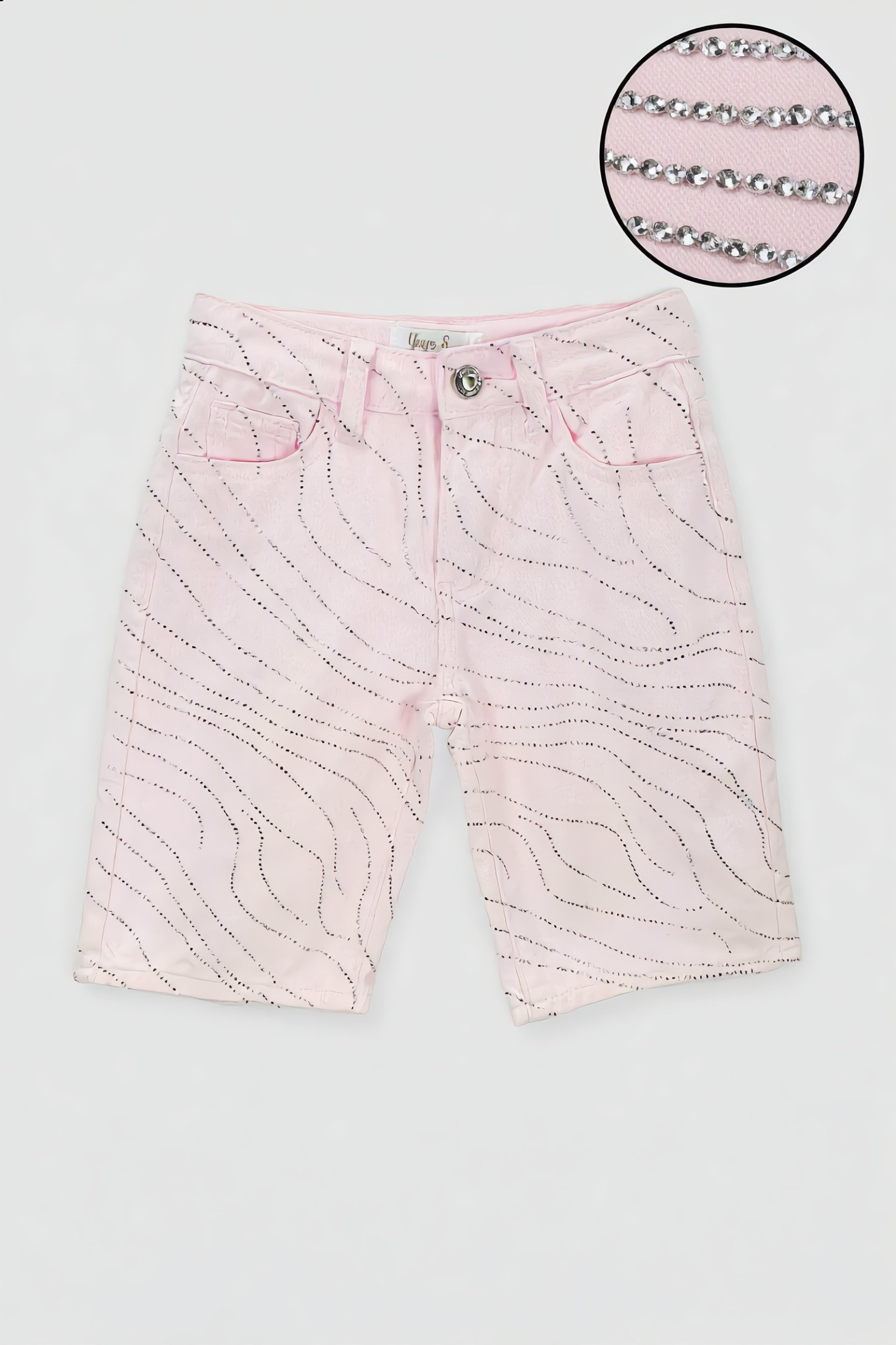 Grossiste Yoyo S. - Pantacourt Denim Fille - Broderie Pailletée