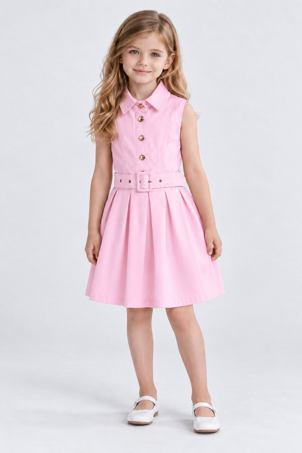 Wholesaler Yoyo S. - Sleeveless collared dress with belt