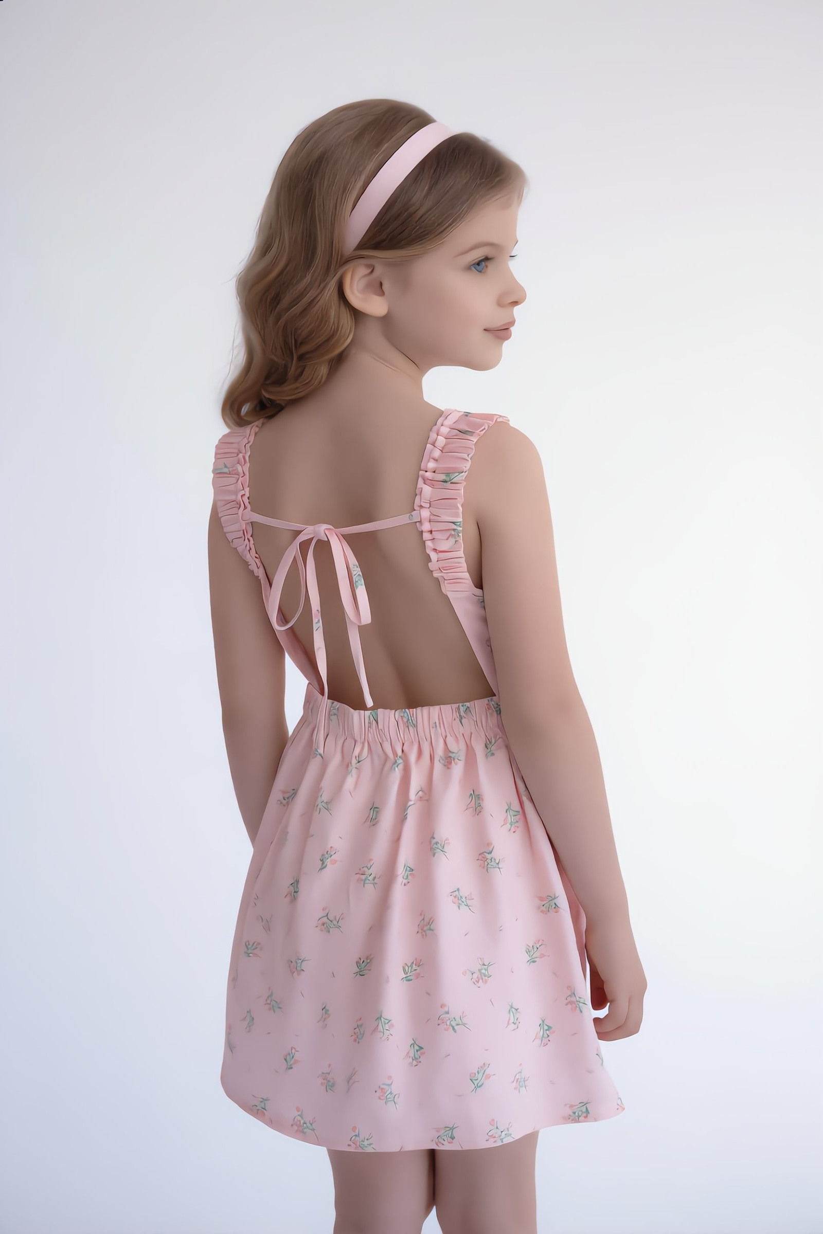 Großhändler Yoyo S. - Rückenfreies Kleid mit Bändern und flatternden Trägern