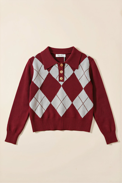 Grossiste Yoyo S. - Le Pull Polo en Maille Argyle Grossiste Yoyo S. - Le Pull Polo en Maille Argyle