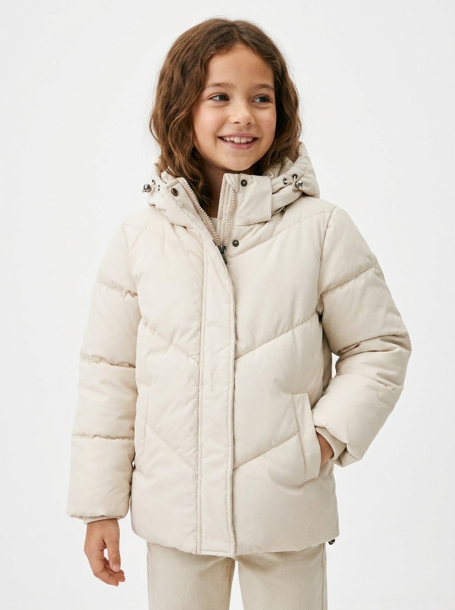 Großhändler Boomkids - Mädchen-Daunenjacke mit abnehmbarer Kapuze und Schimmer