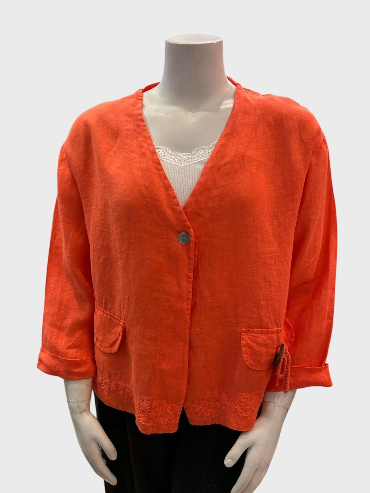 Wholesaler 123LINO - Oversized firm vest vest with a long sleeve button and border at the bottom