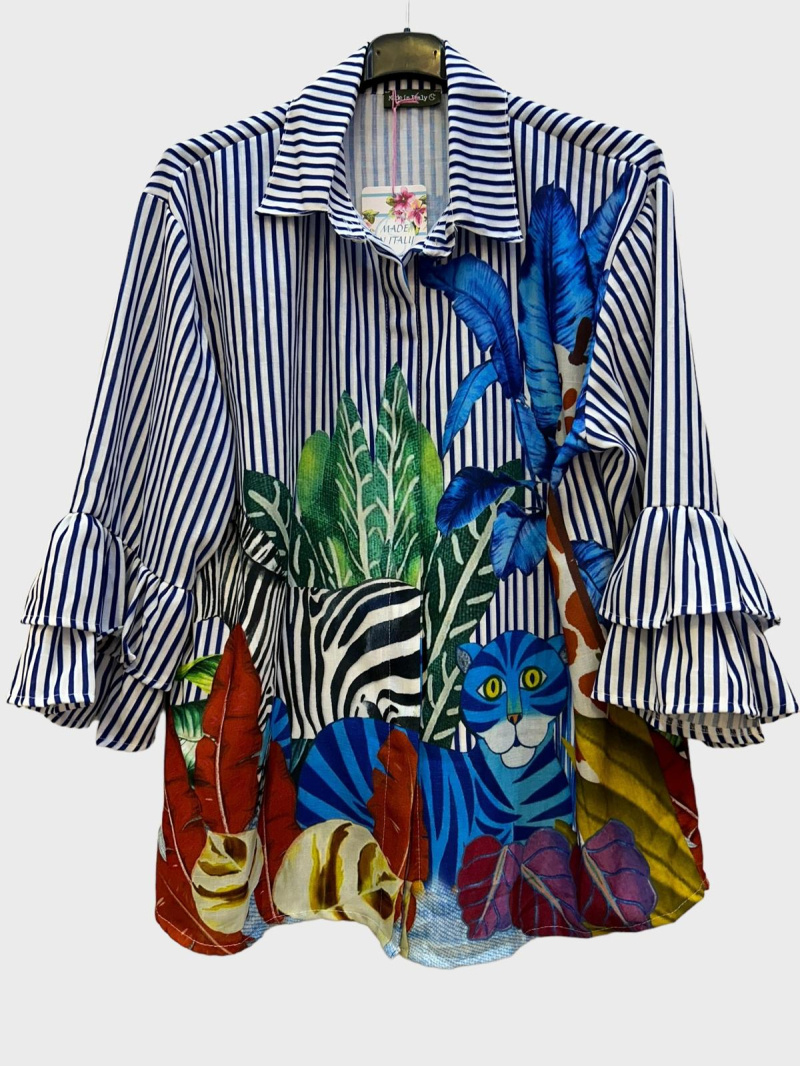 Wholesaler 123LINO - animal and stripe print shirt
