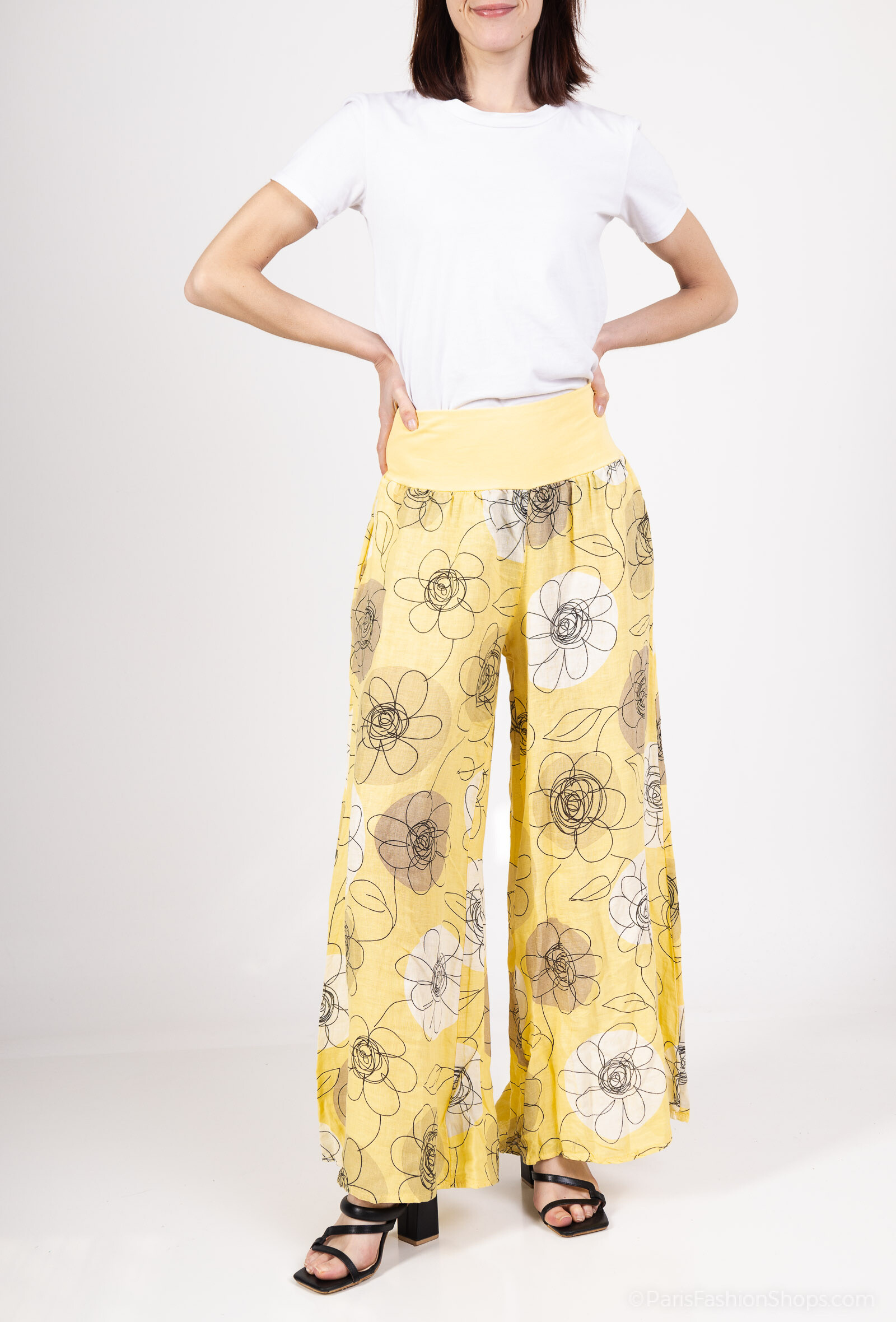 Wholesaler 123LINO - Flower -printed linen pants