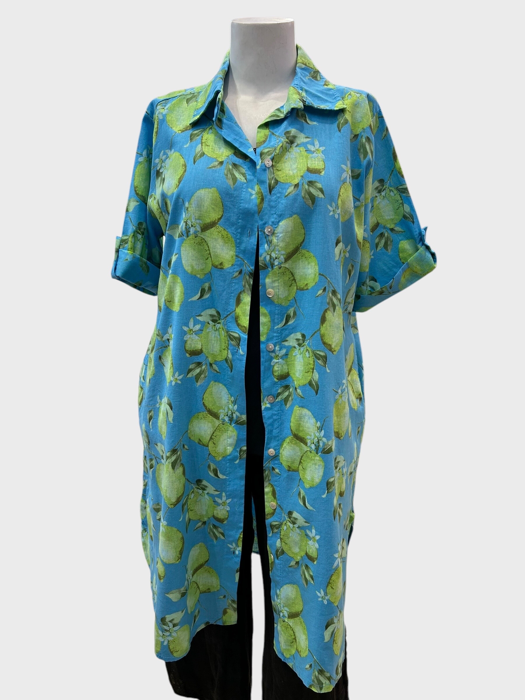 Wholesaler 123LINO - MIDI-LENGTH PRINTED SHIRT DRESS 3/4 SLEEVE WITH TWO INVISIBLE POCKETS