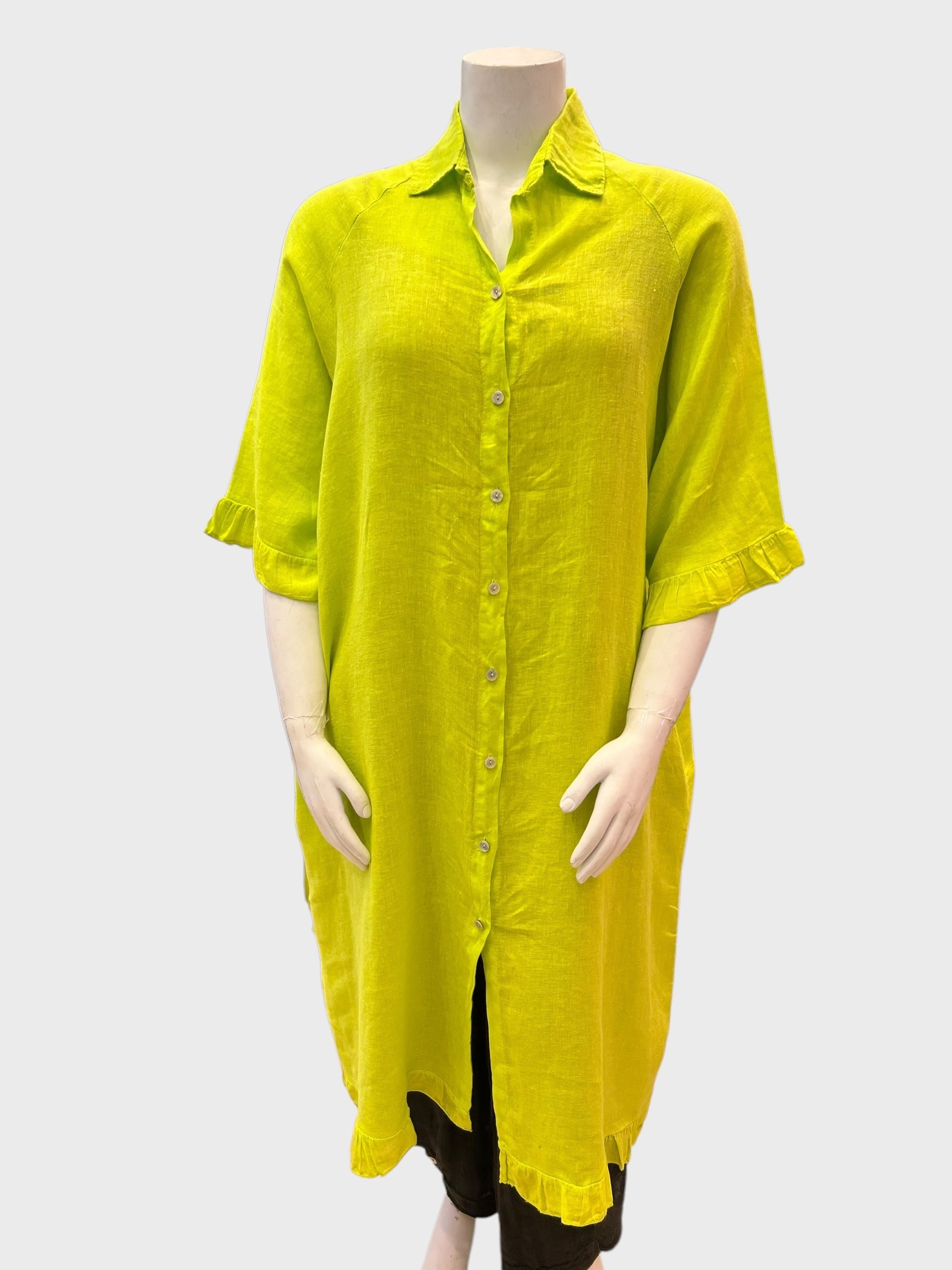 Mayorista 123LINO - VESTIDO CAMISA OVERSIZE MANGA 1/2 Y DOS BOLSILLOS INVISIBLES