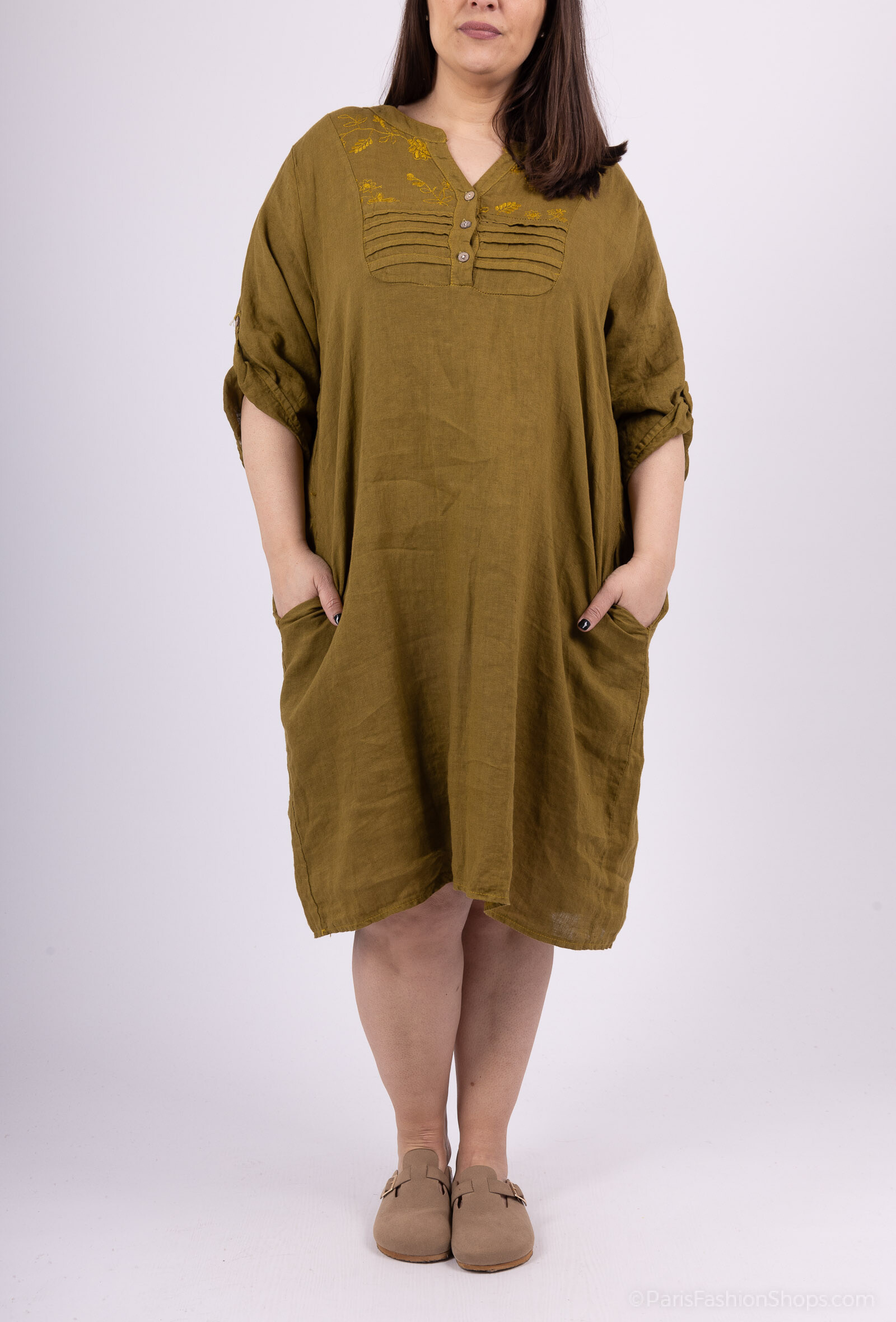 Wholesaler 123LINO - MAO OVERSIZED DUXEUX DUEX POCKES INVISIBLE and 3/4 sleeve column dress