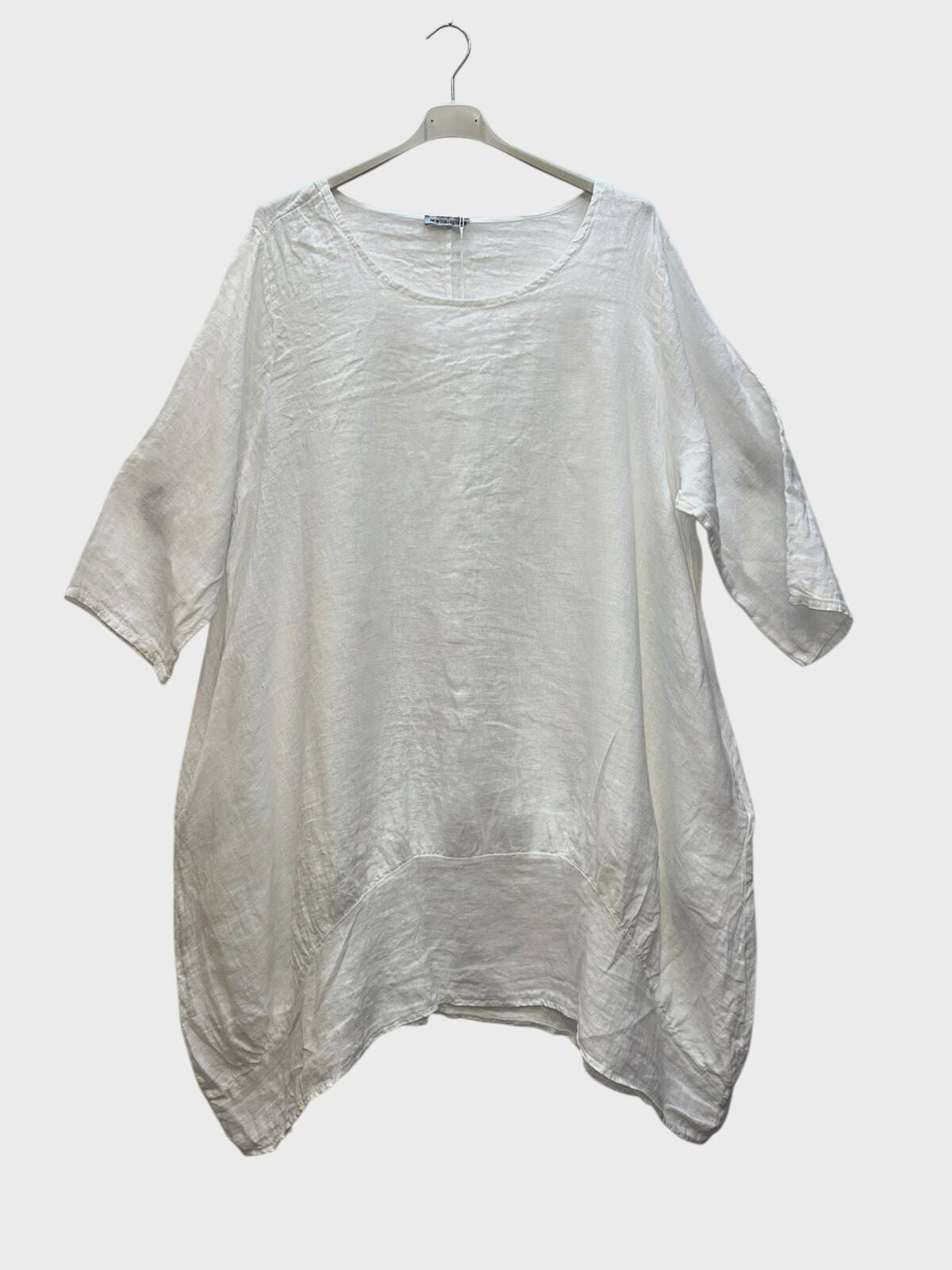 Wholesaler 123LINO - Unicolor, short linen shirt dress
