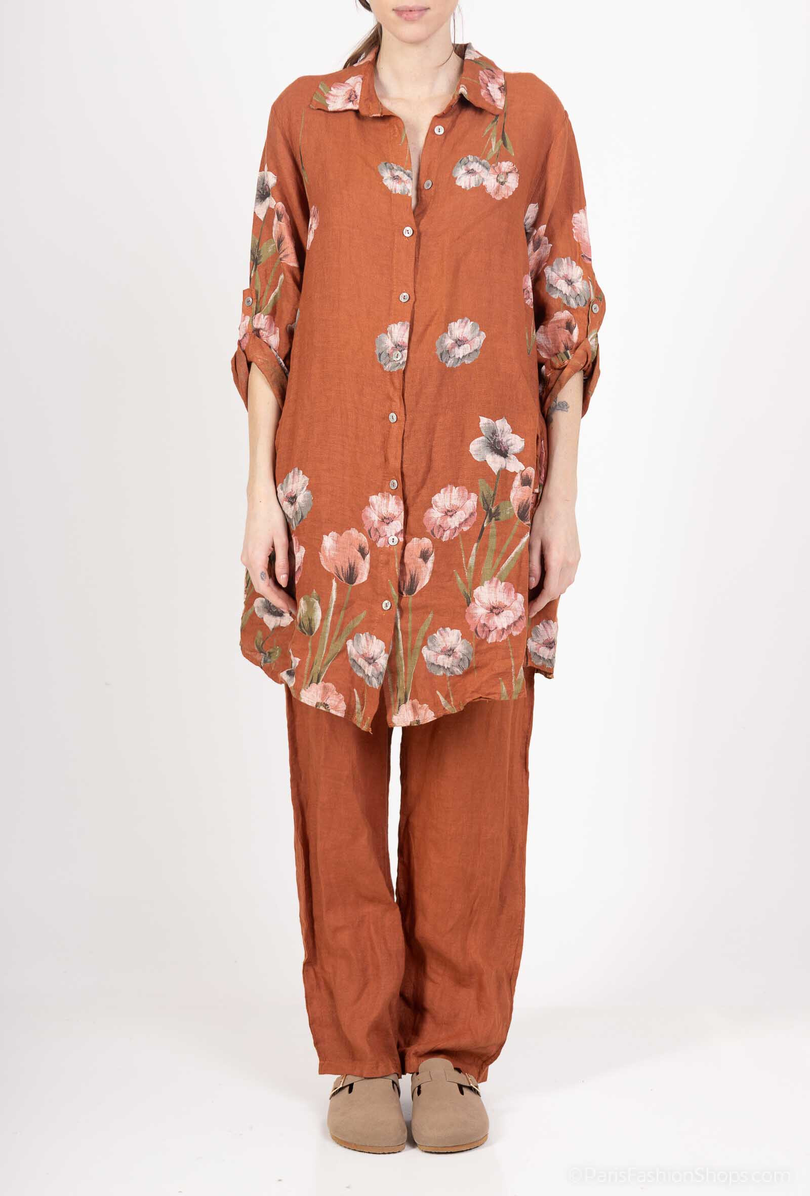 Wholesaler 123LINO - Short linen shirt dress