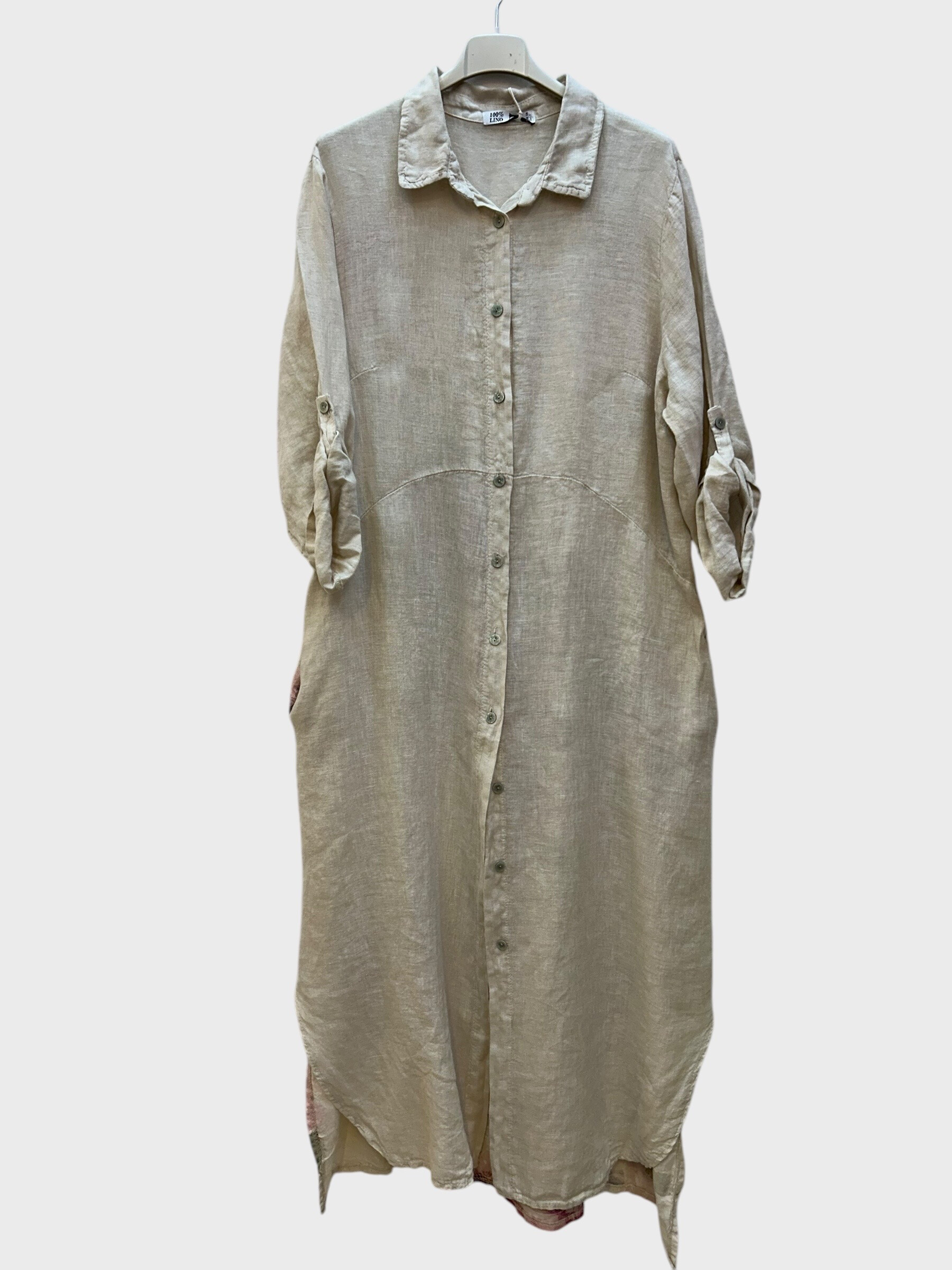 Wholesaler 123LINO - 3/4 sleeve roller shirt dress and two invisible pockets