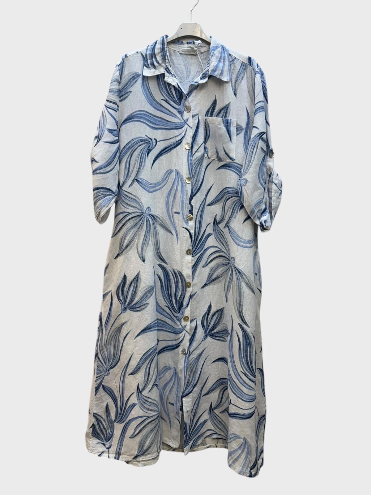 Wholesaler 123LINO - Oversized long shirt dress and two invisible pockets and 3/4 sleeves