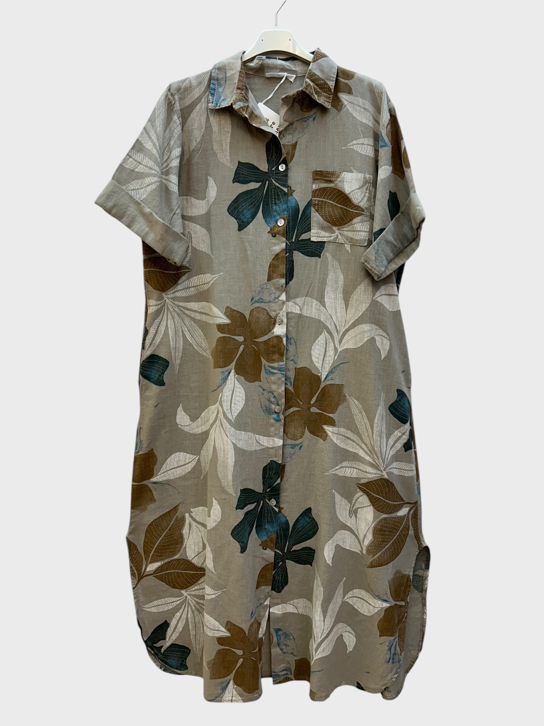 Wholesaler 123LINO - Oversized long shirt dress and two rt sleeves 3/4 pockets