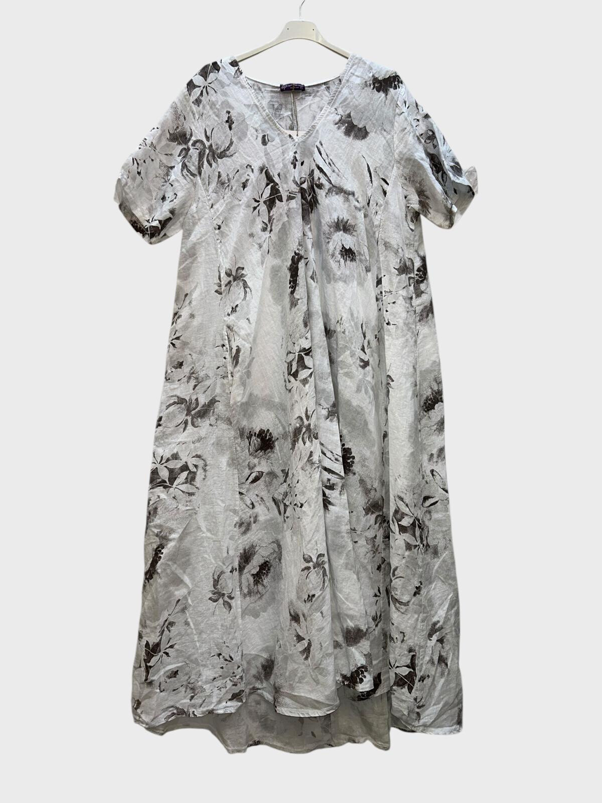 Wholesaler 123LINO - Flower -printed linen dress