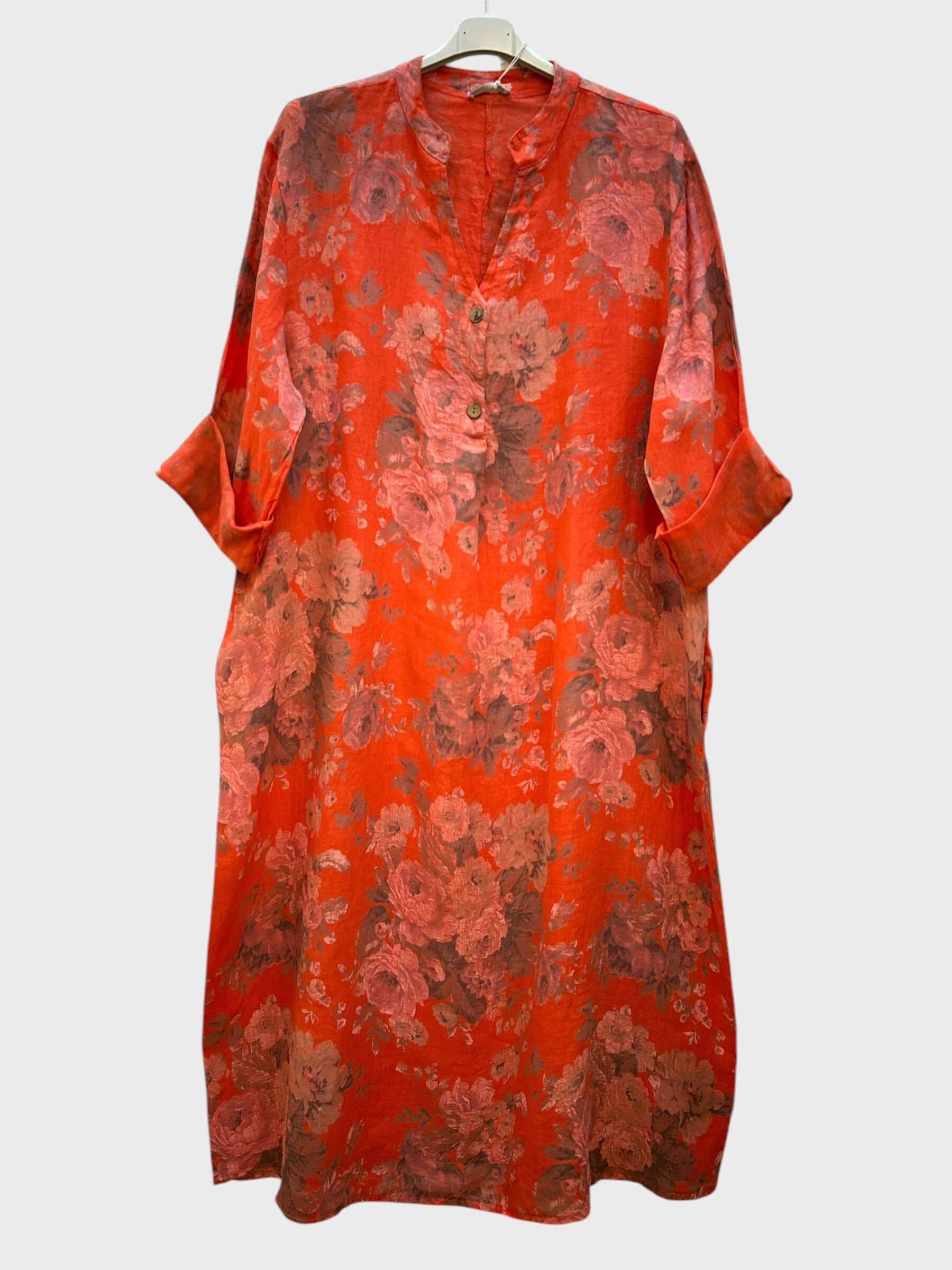 Wholesaler 123LINO - Long printing dress long sleeves and two invisible pockets