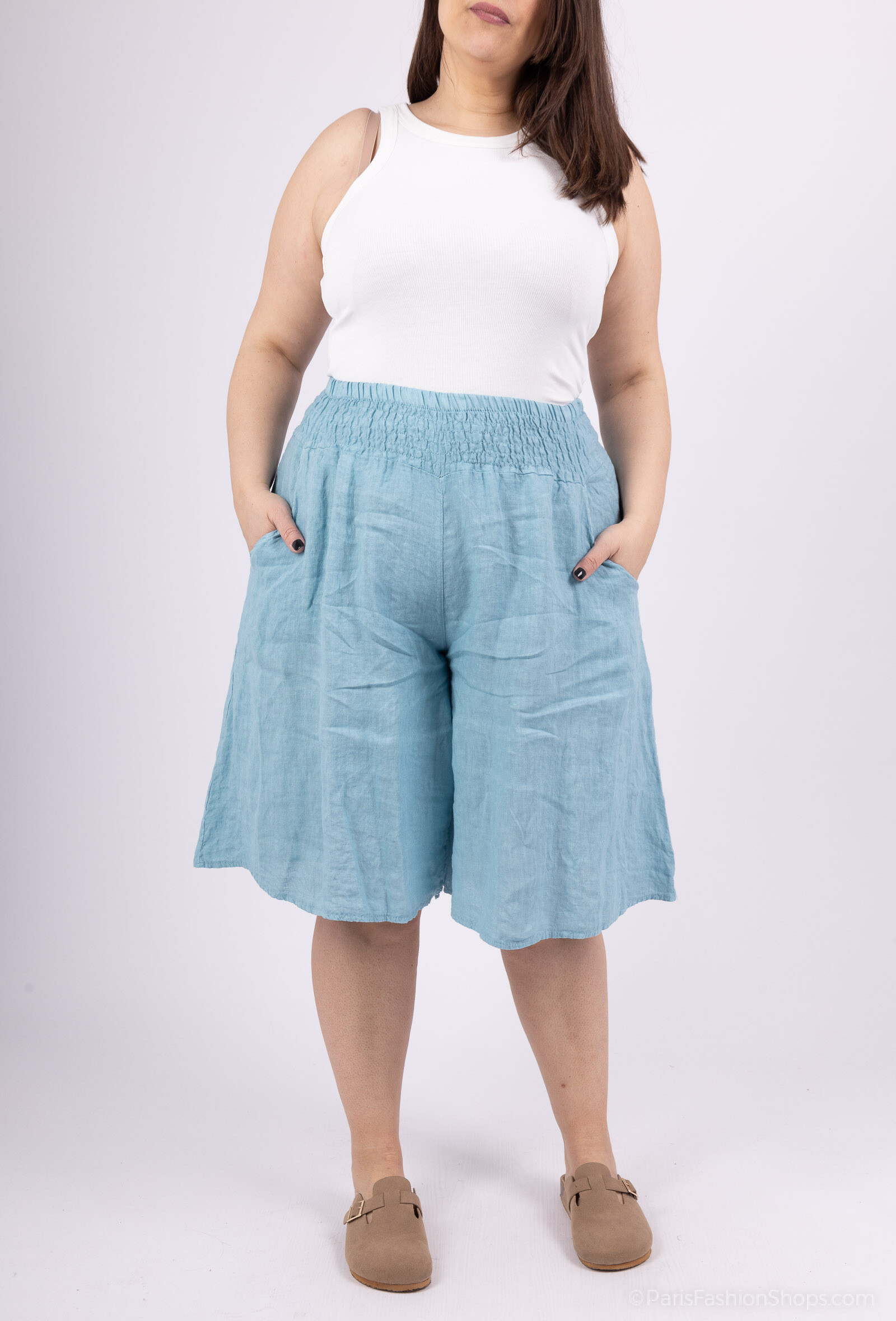 Wholesaler 123LINO - WIDE PATTERN SHORTS WITH TWO POCKETS AND ELASTIC WAIST