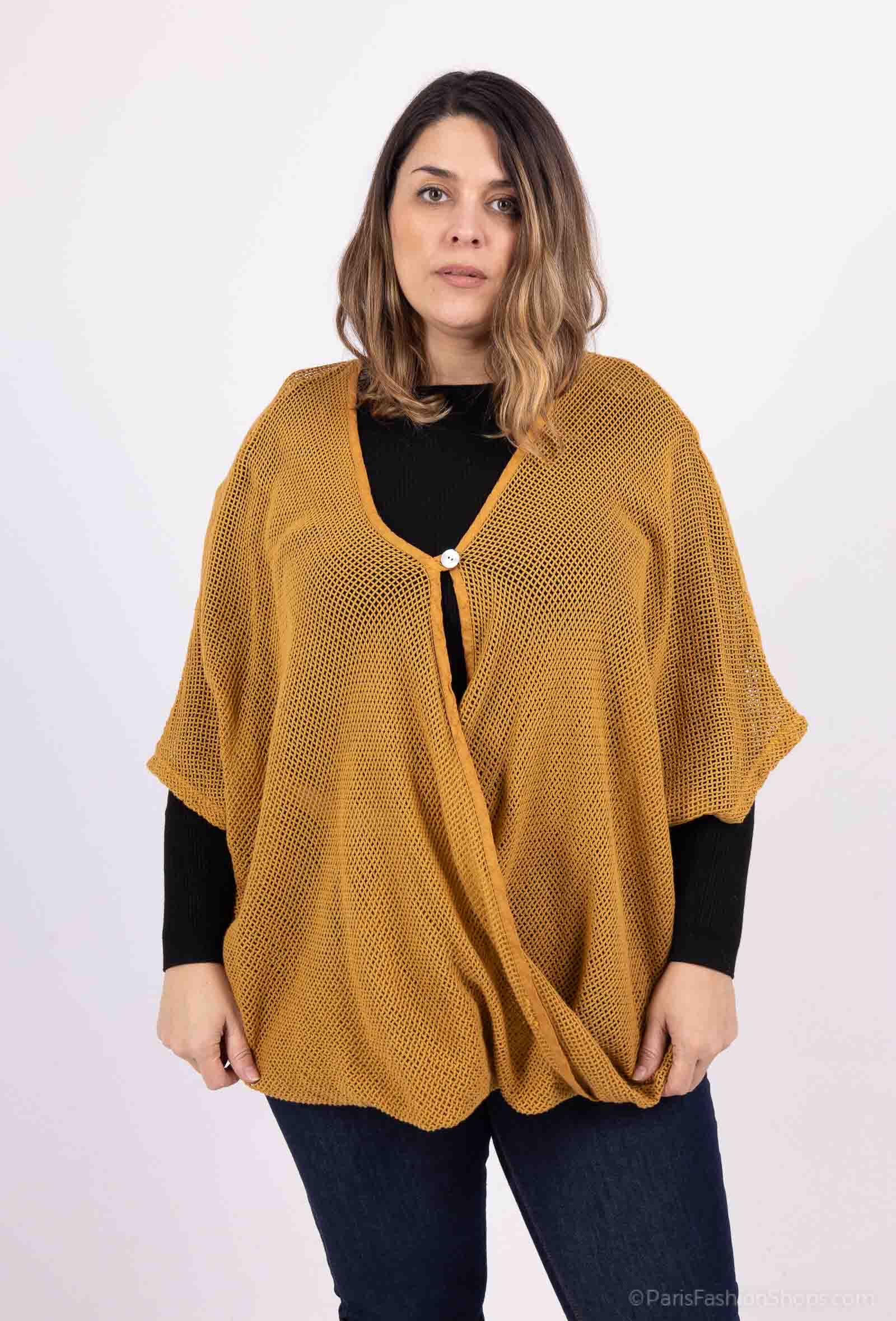 Wholesaler 123LINO - LAYERED AND OVERSIZED NET TUNIC ONE BUTTON
