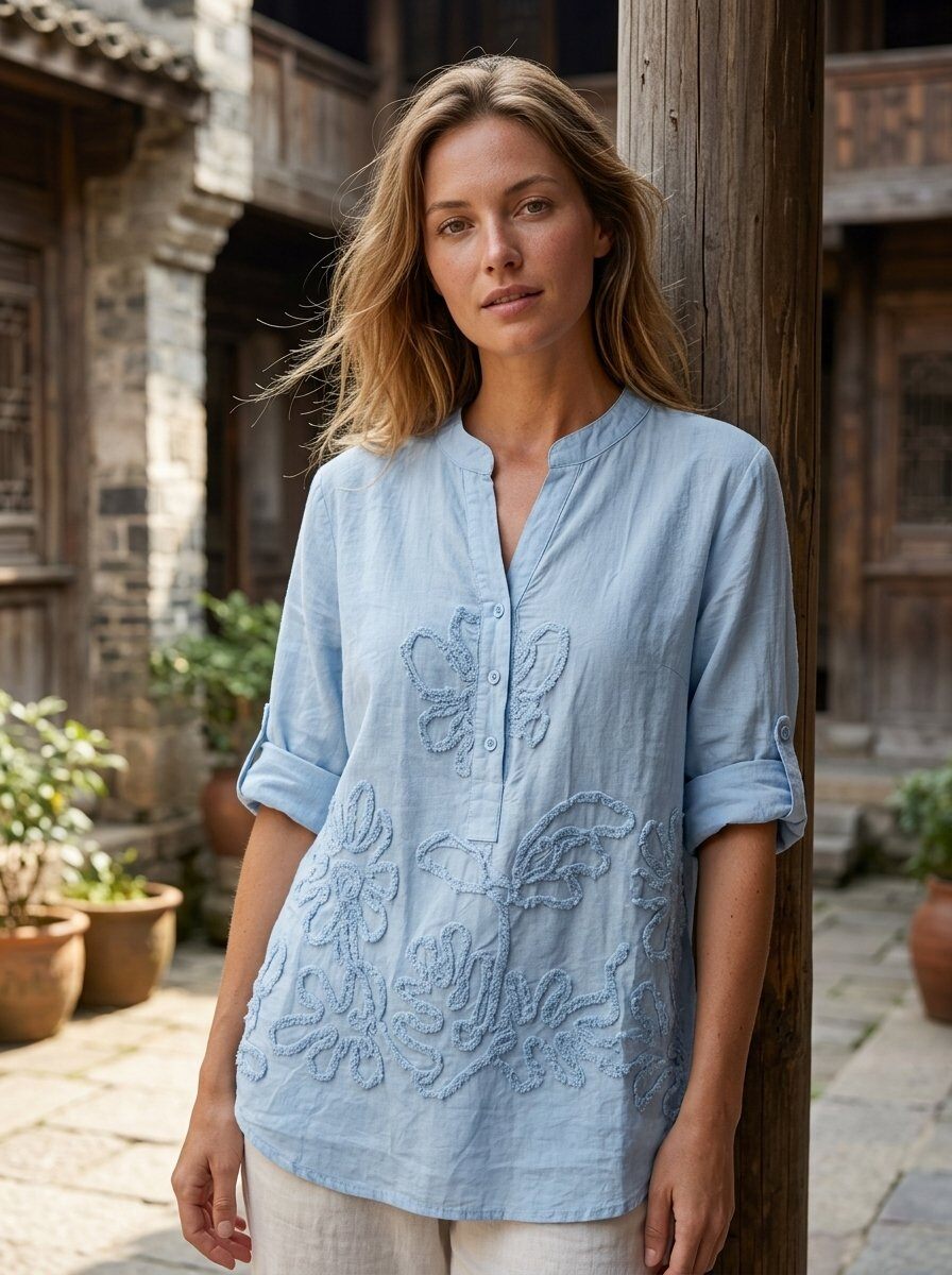 Wholesaler 168 Fashion - Oversized shirt with flower detail on the front
