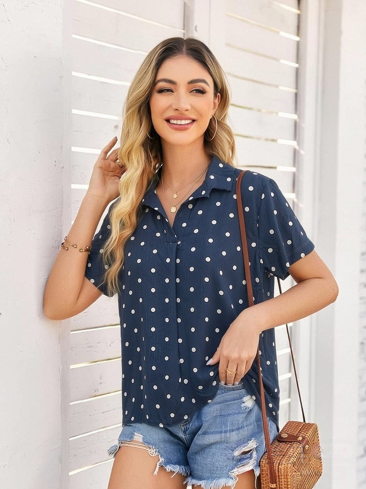 Wholesaler 168 Fashion - Plus Size Polka Dot Shirt