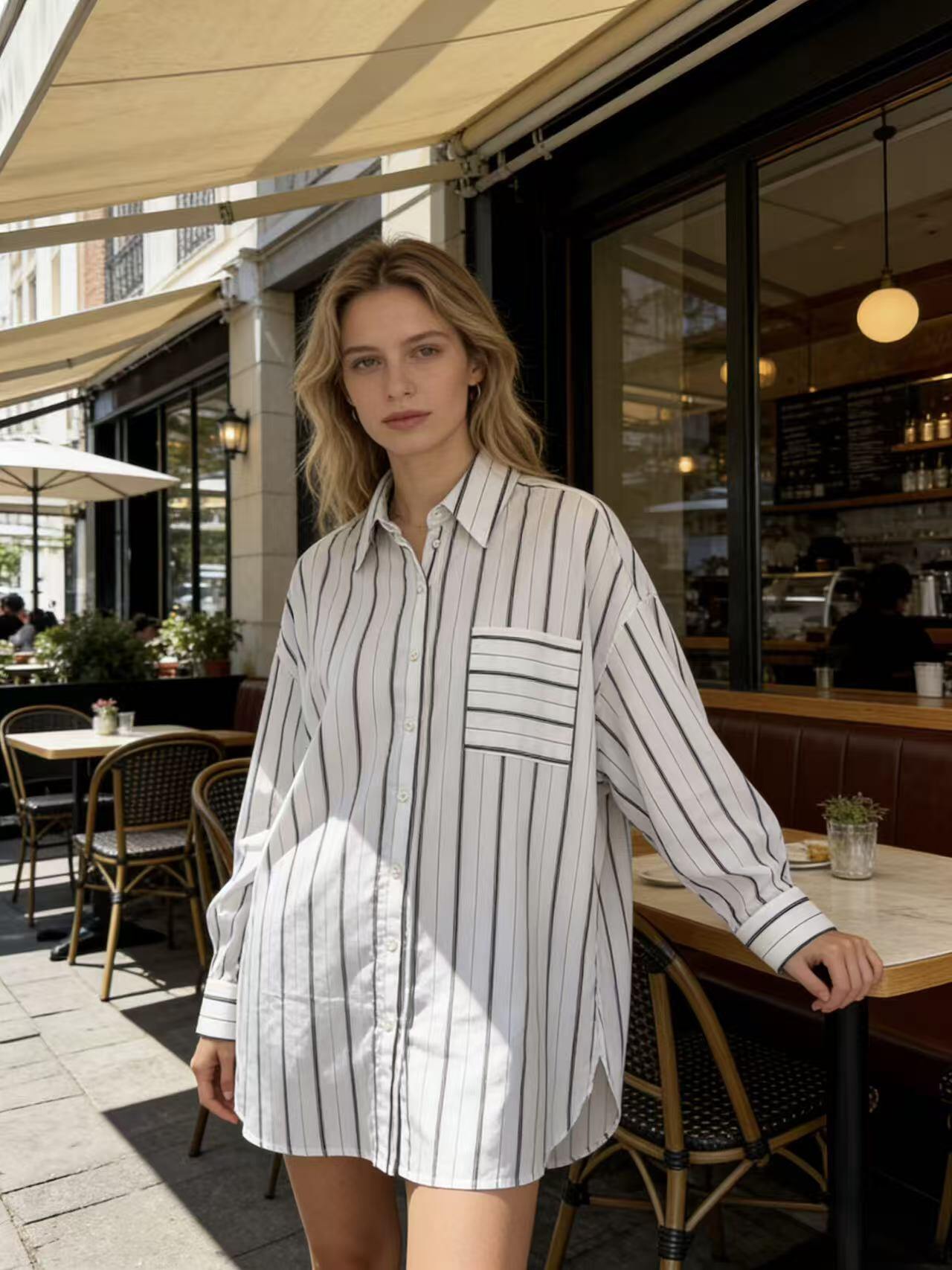 Wholesaler 168 Fashion - Striped plus-size shirt