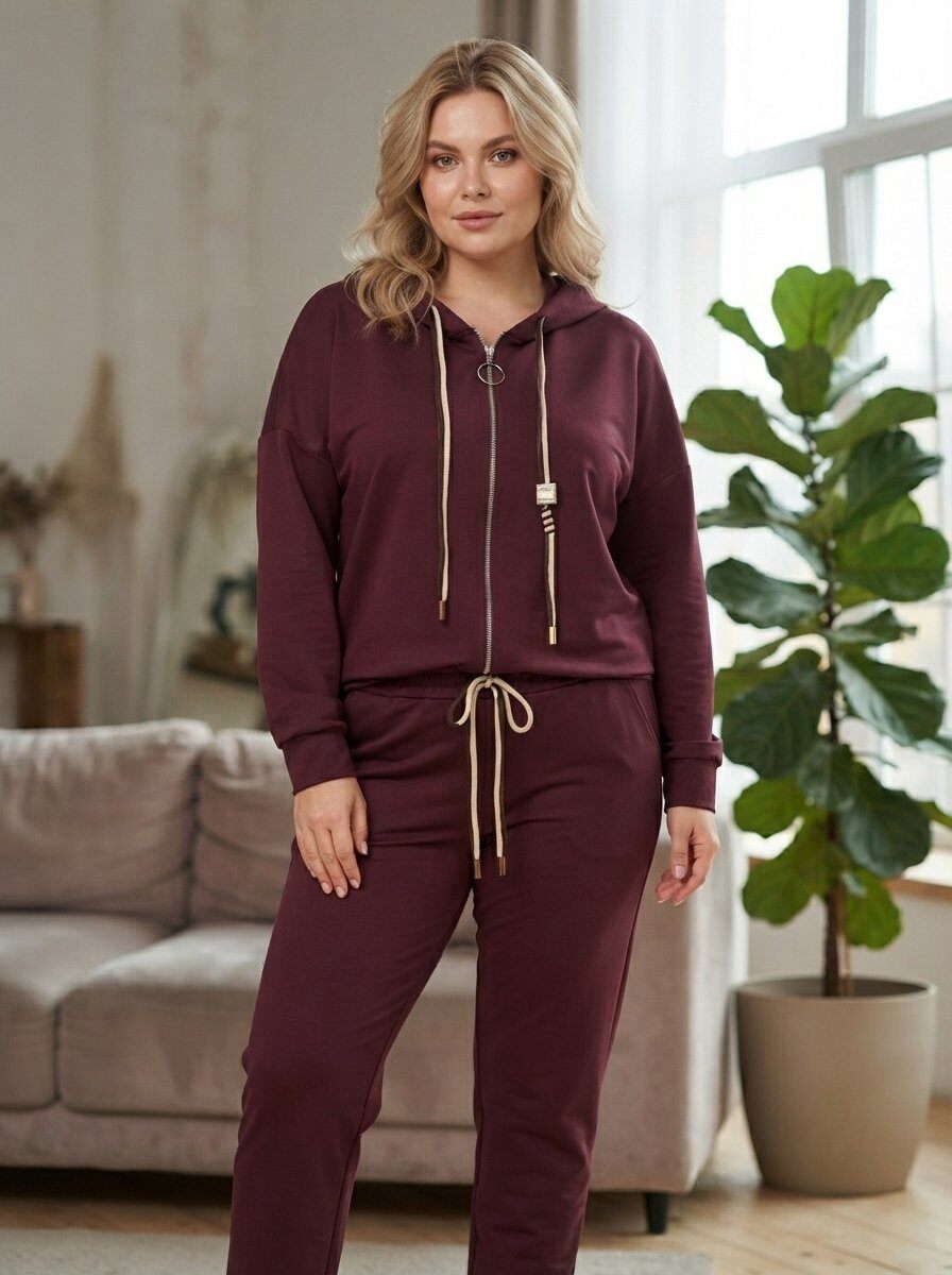 Grossiste 168 Fashion - Ensemble Deux Pièces Sporty-Chic avec Sweat à Capuche, Zip, Cordon de Serrage et Pantalon Coordonné