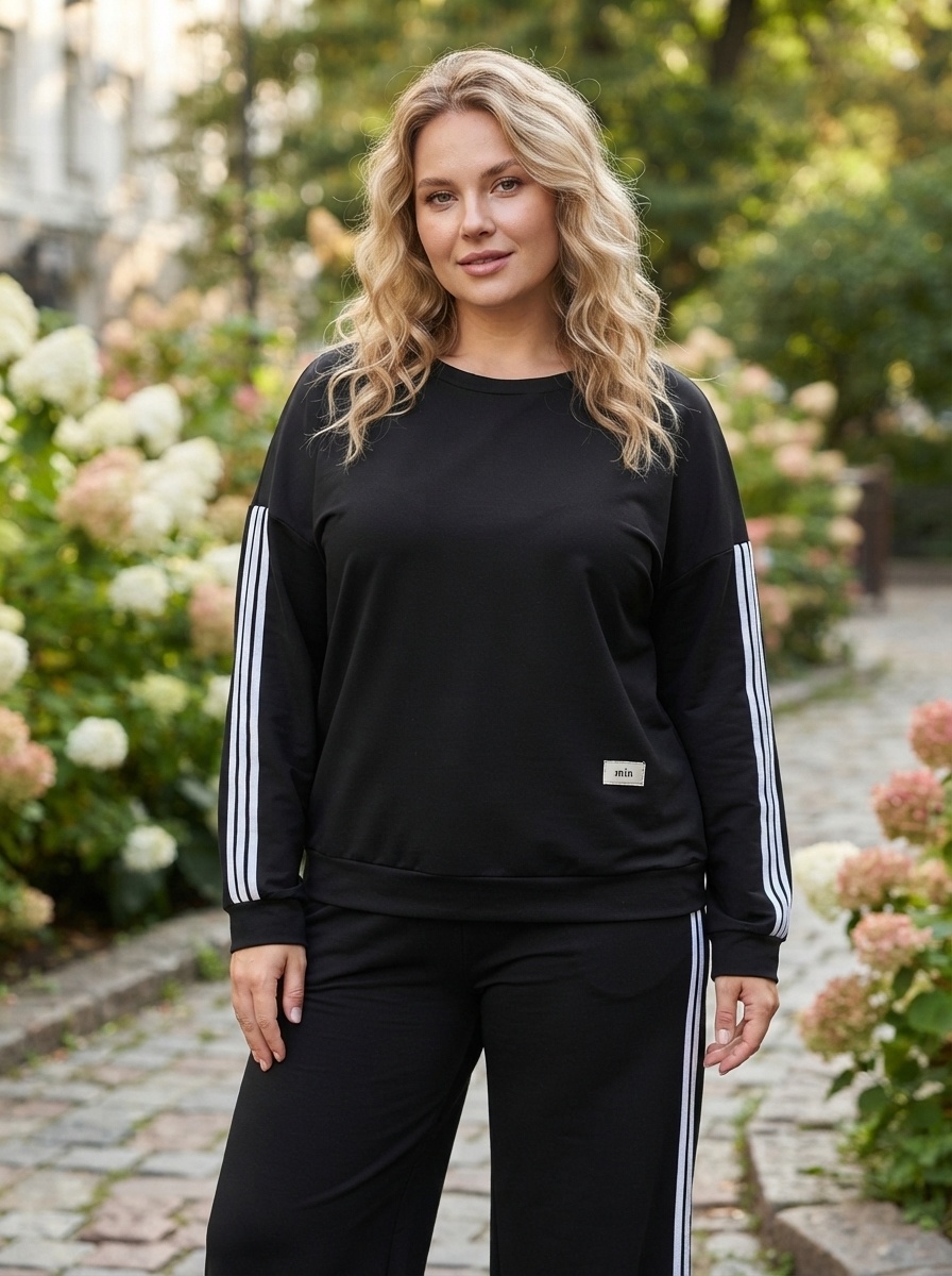 Grossiste 168 Fashion - Ensemble de survêtement 2 pièces : sweat à bandes latérales et pantalon assorti