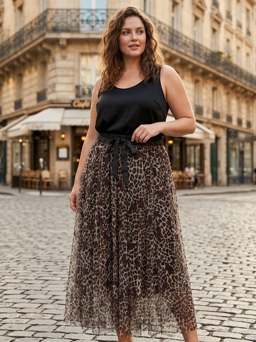 Mayorista 168 Fashion - Falda Plisada de Tul con Estampado Integral