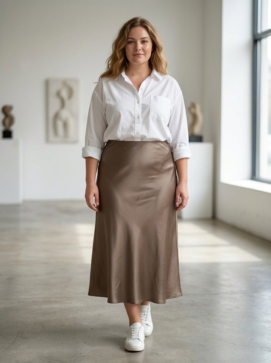 Wholesaler 168 Fashion - Midi satin skirt with elastic waistband
