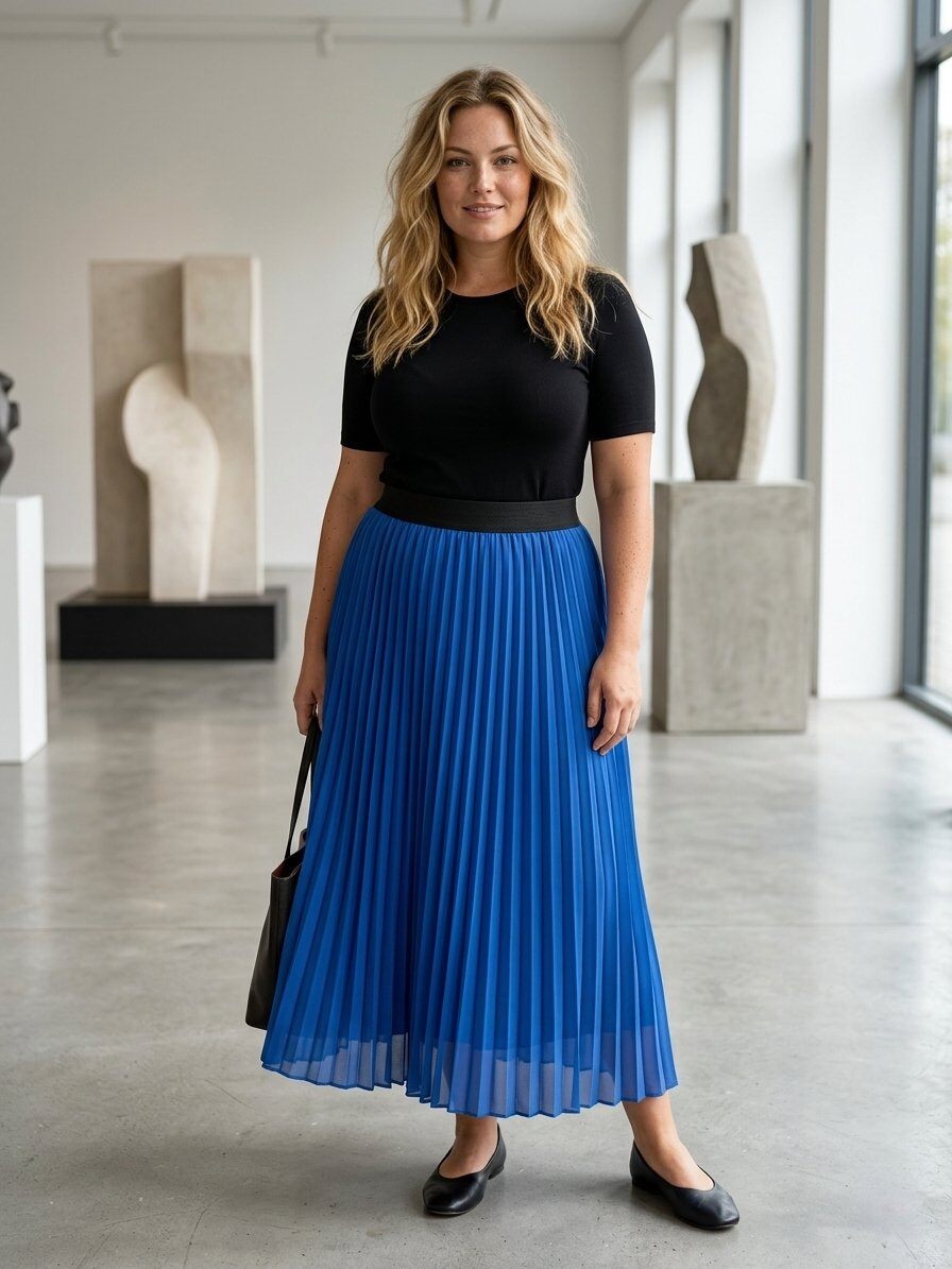 Mayorista 168 Fashion - Falda Midi Plisada con Cintura Elástica
