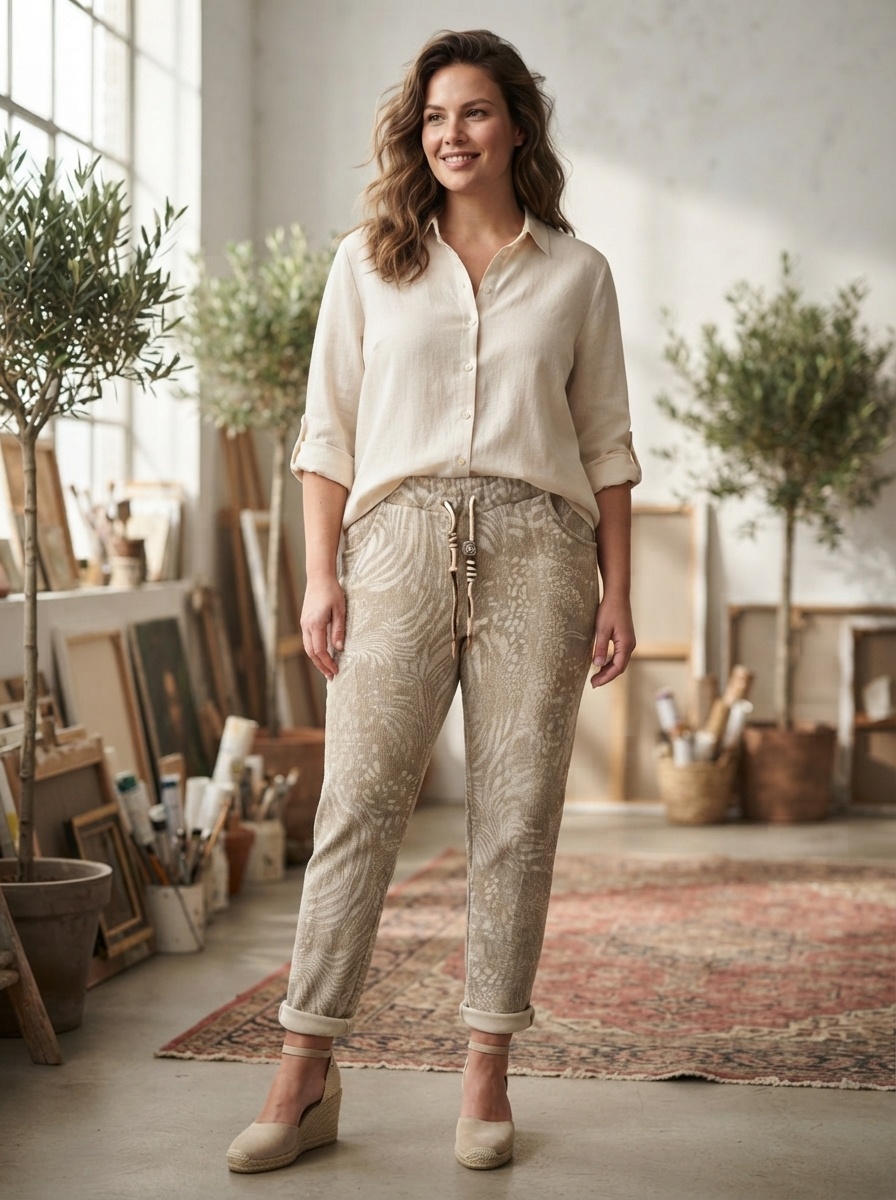 Wholesaler 168 Fashion - Casual pants with printed pattern, elastic waistband and drawstring
