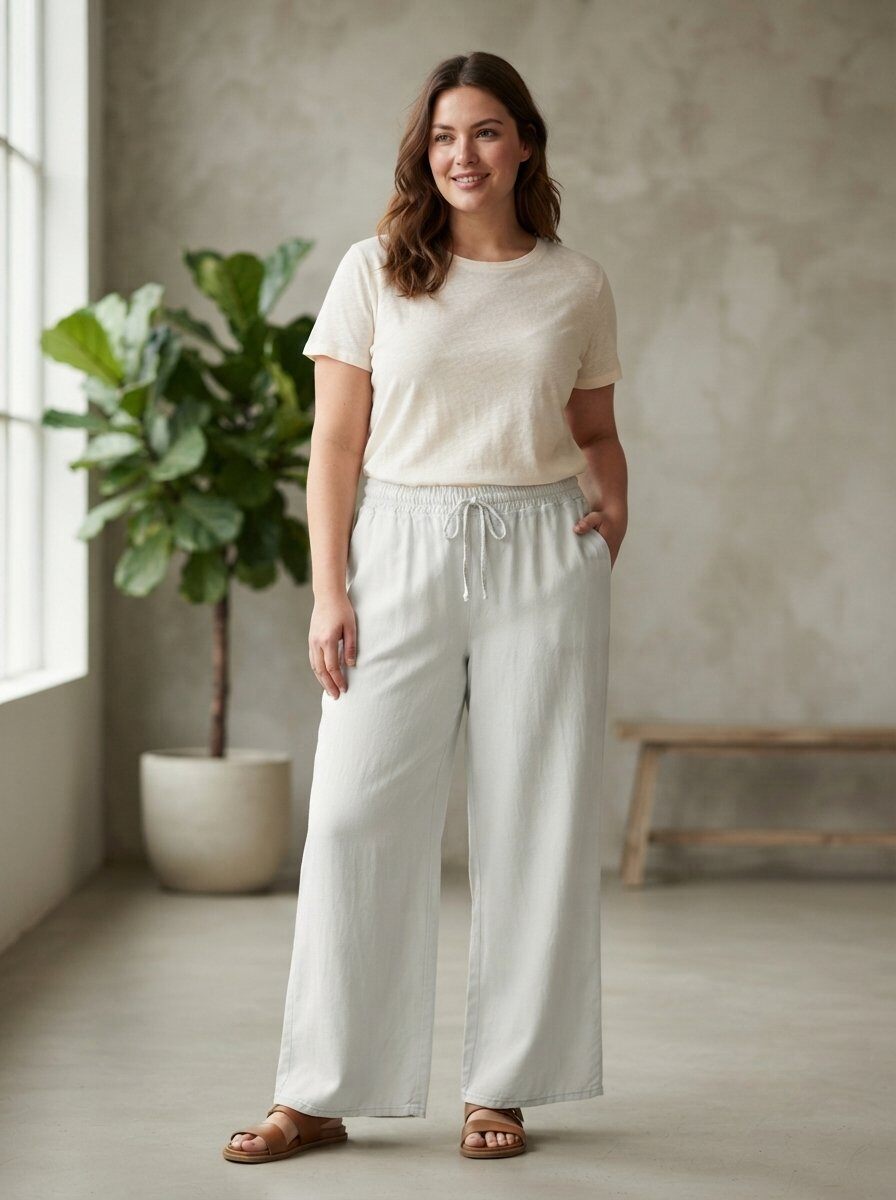 Großhändler 168 Fashion - Gerade geschnittene Freizeithose mit elastischem Bund, Kordelzug und Seitentaschen