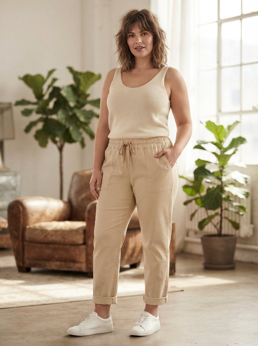 Großhändler 168 Fashion - Gerade Freizeithose mit Elastischem Bund, Kordelzug und Seitentaschen