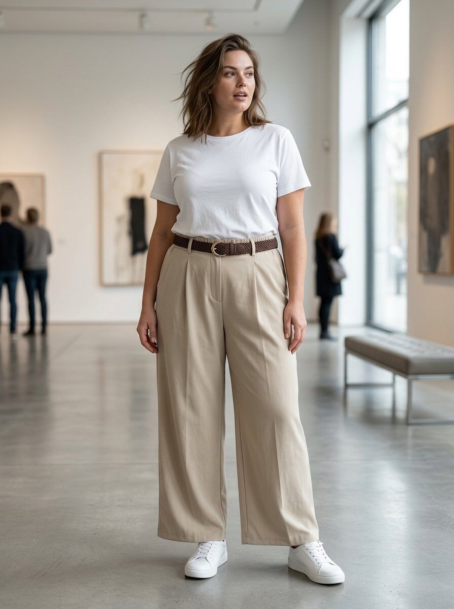 Grossiste 168 Fashion - Pantalon palazzo long avec taille élastique et ceinture tressée incluse