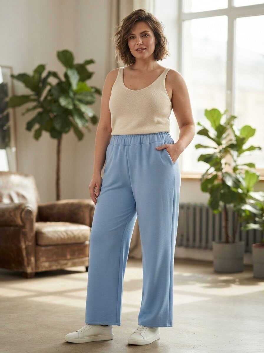 Großhändler 168 Fashion - Gerade Freizeithose mit elastischem Bund und Seitentaschen