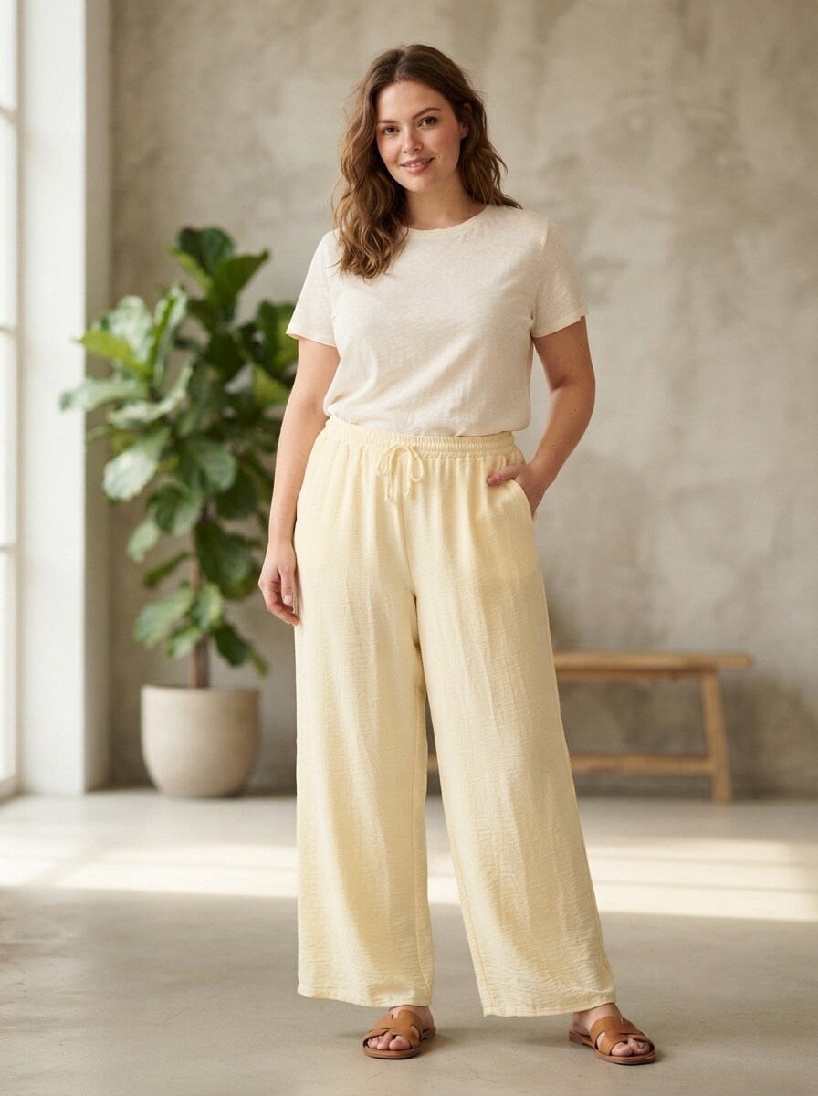 Großhändler 168 Fashion - Gerade geschnittene Freizeithose mit elastischem Bund, Kordelzug und Seitentaschen
