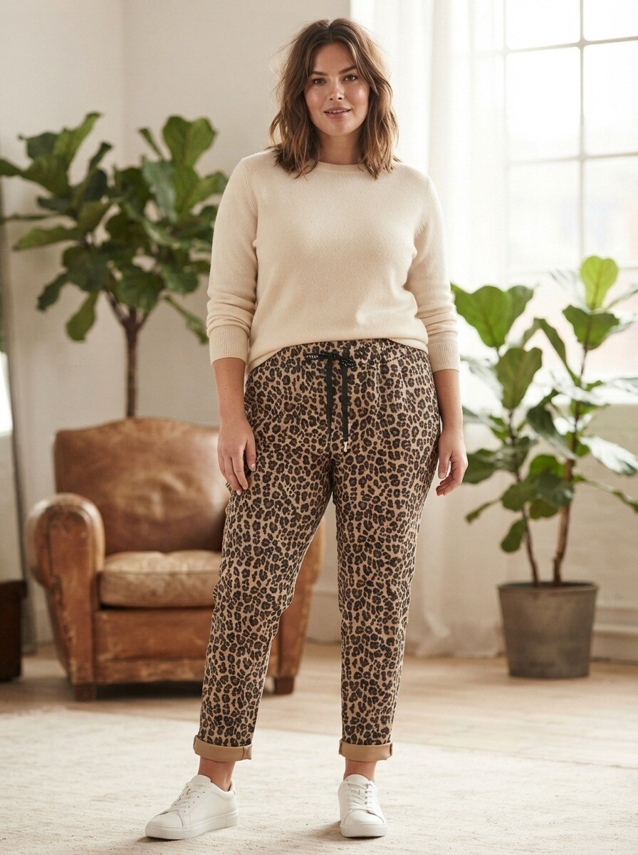 Großhändler 168 Fashion - Lässige Hose mit Fantasiemuster, Kordelzug in der Taille und umgeschlagenem Saum