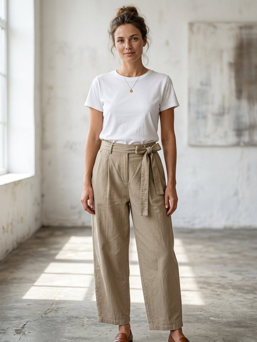 Mayorista 168 Fashion - Pantalón casual de mezcla de algodón con cinturón anudado