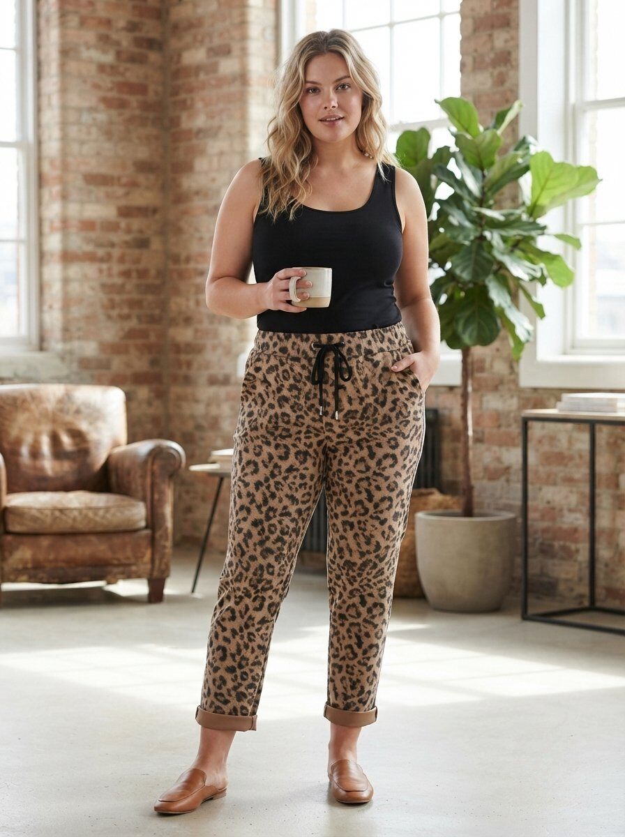 Großhändler 168 Fashion - Lässige Hose mit Fantasiemuster, Kordelzug in der Taille und umgeschlagenem Saum