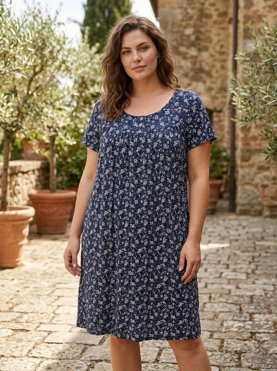 Wholesaler 168 Fashion - Short Sleeve Midi Dress with Floral Print and Button Detail