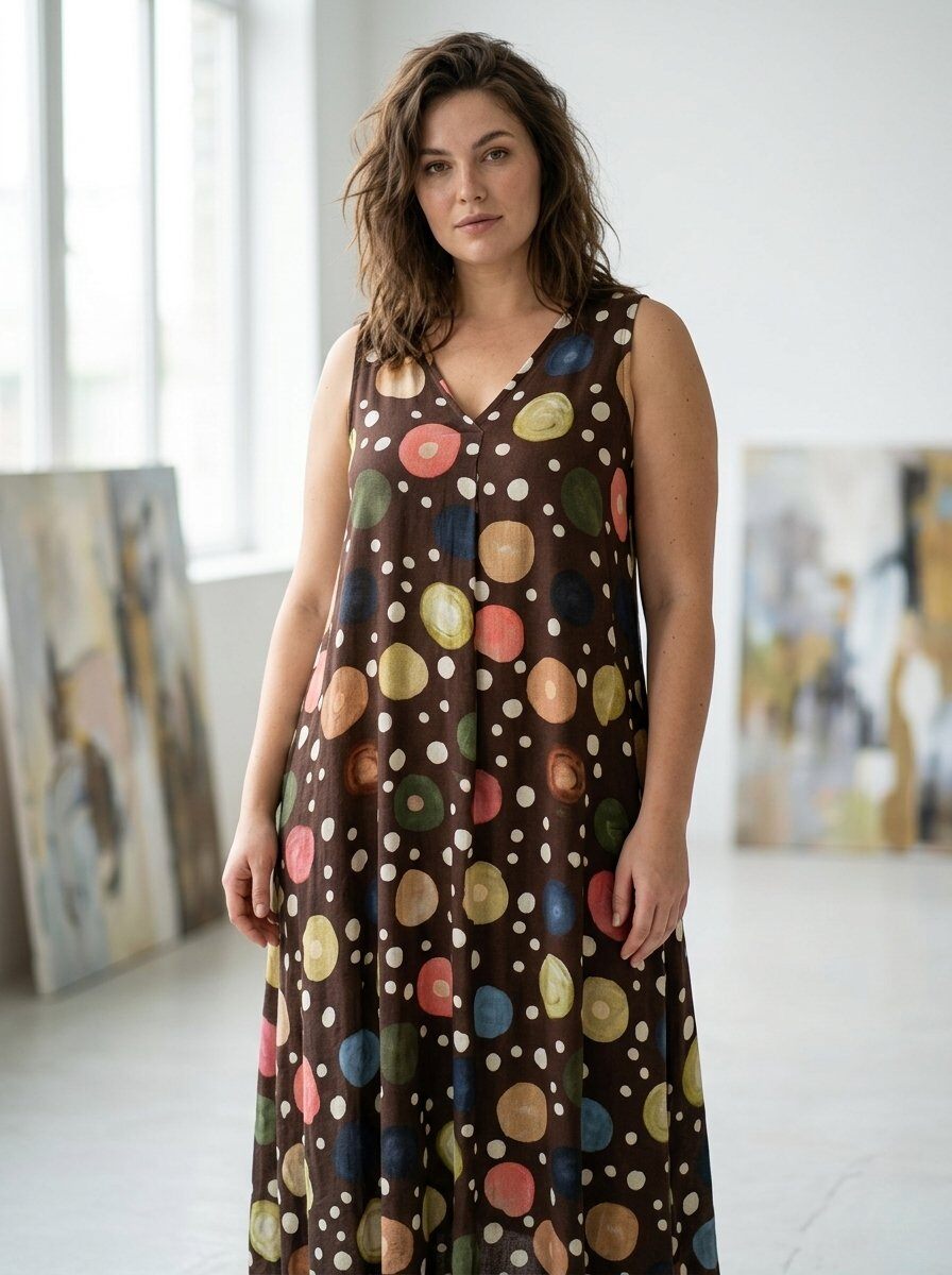 Wholesaler 168 Fashion - Spaghetti Strap Midi Dress with Polka Dot Print and Ruffle Hem