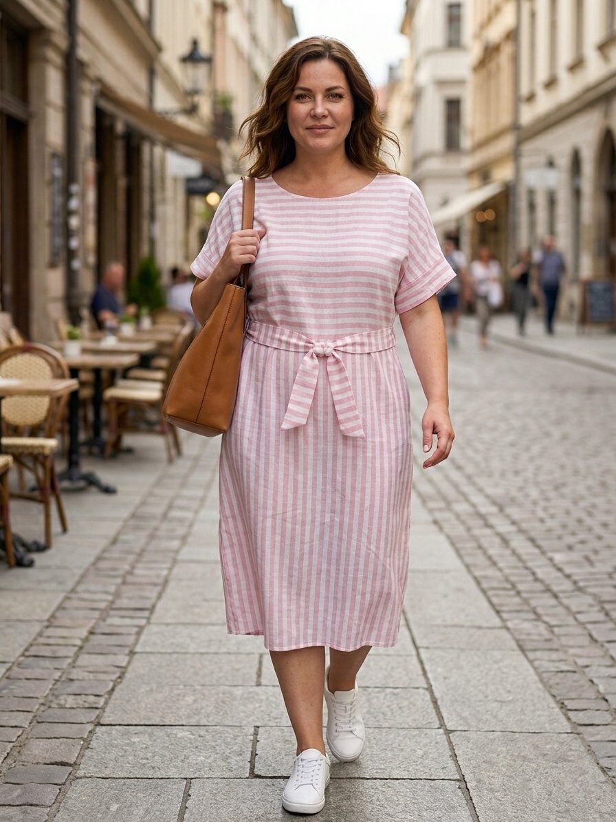 Wholesaler 168 Fashion - Striped short-sleeve dress