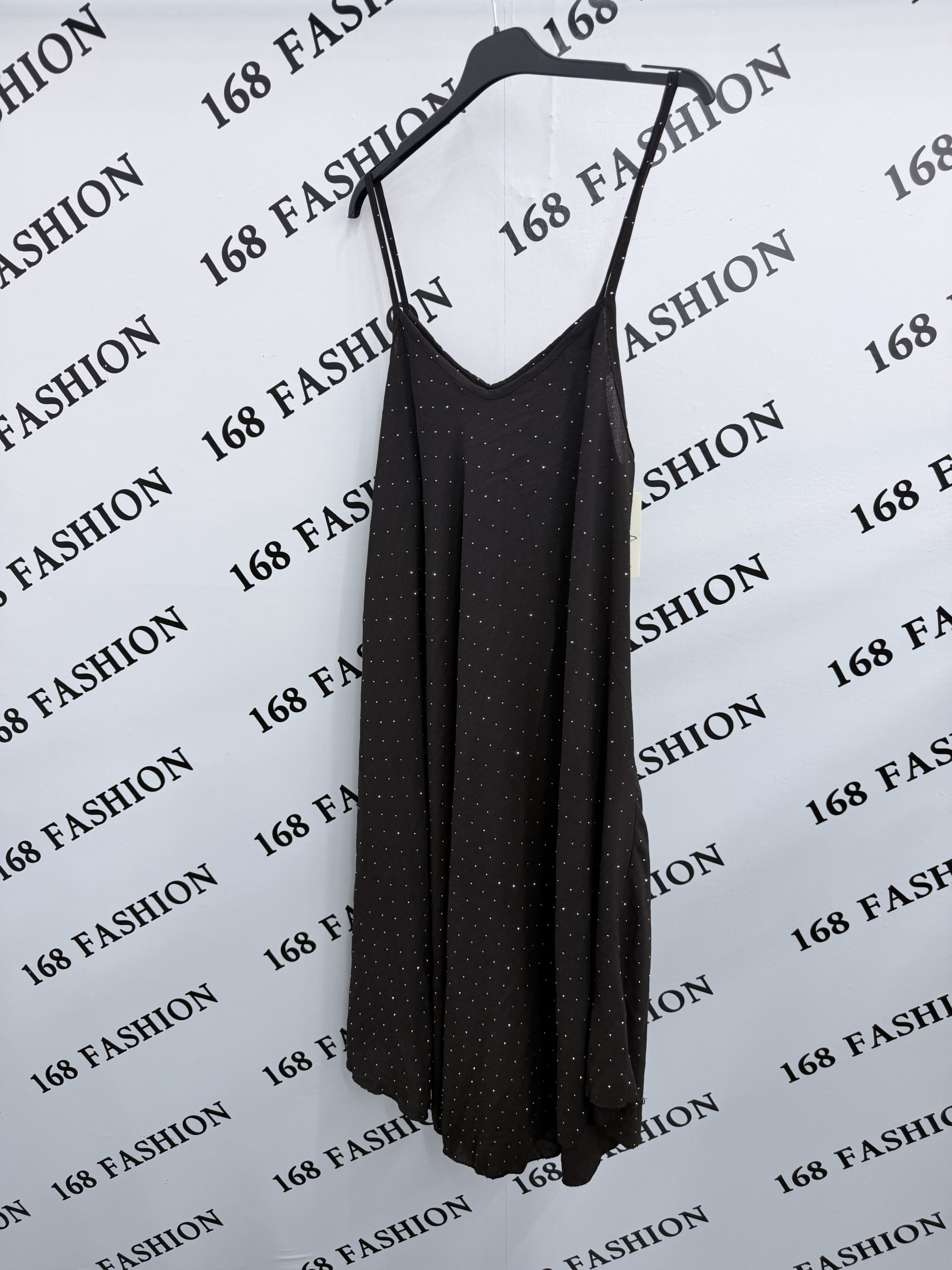 Wholesaler 168 Fashion - Midi Slip Dress with Thin Straps and Shiny Details