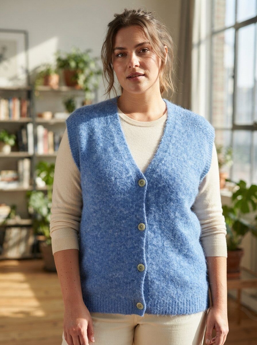 Wholesaler 168 Fashion - Knitted vest with V-neck and front buttons
