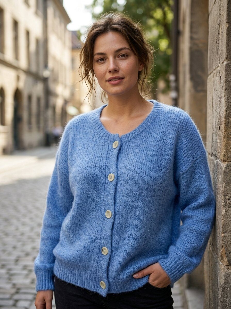 Wholesaler 168 Fashion - Knit cardigan with front buttons and round neckline