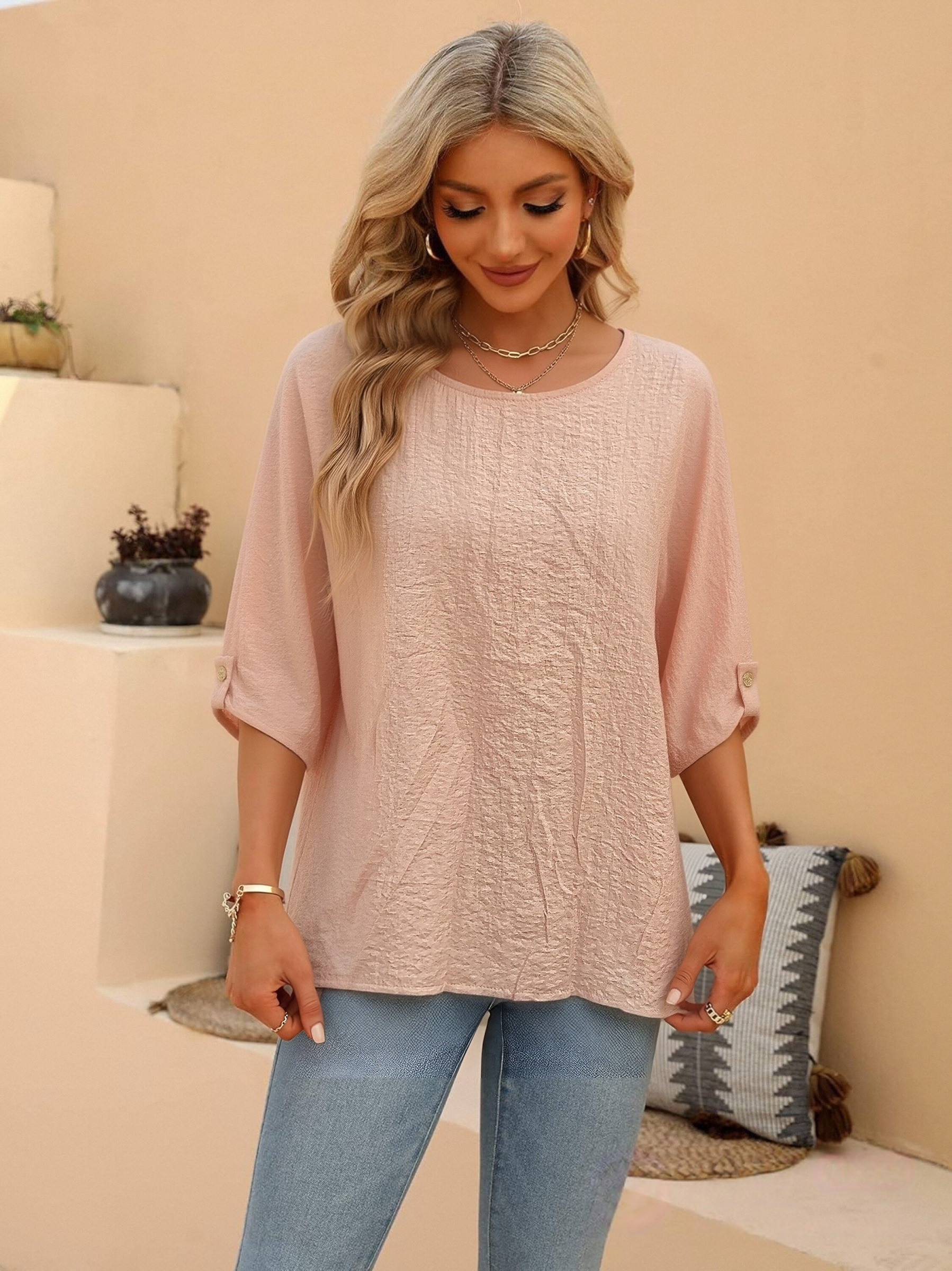 Wholesaler 168 Fashion - Simple oversized top with half sleeves