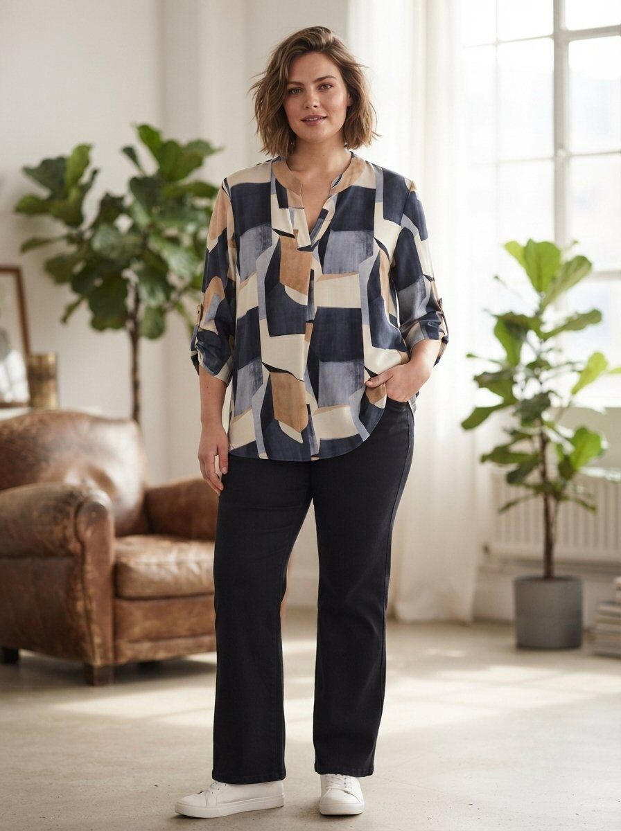 Großhändler 168 Fashion - Langarmhemd mit V-Ausschnitt und Druck