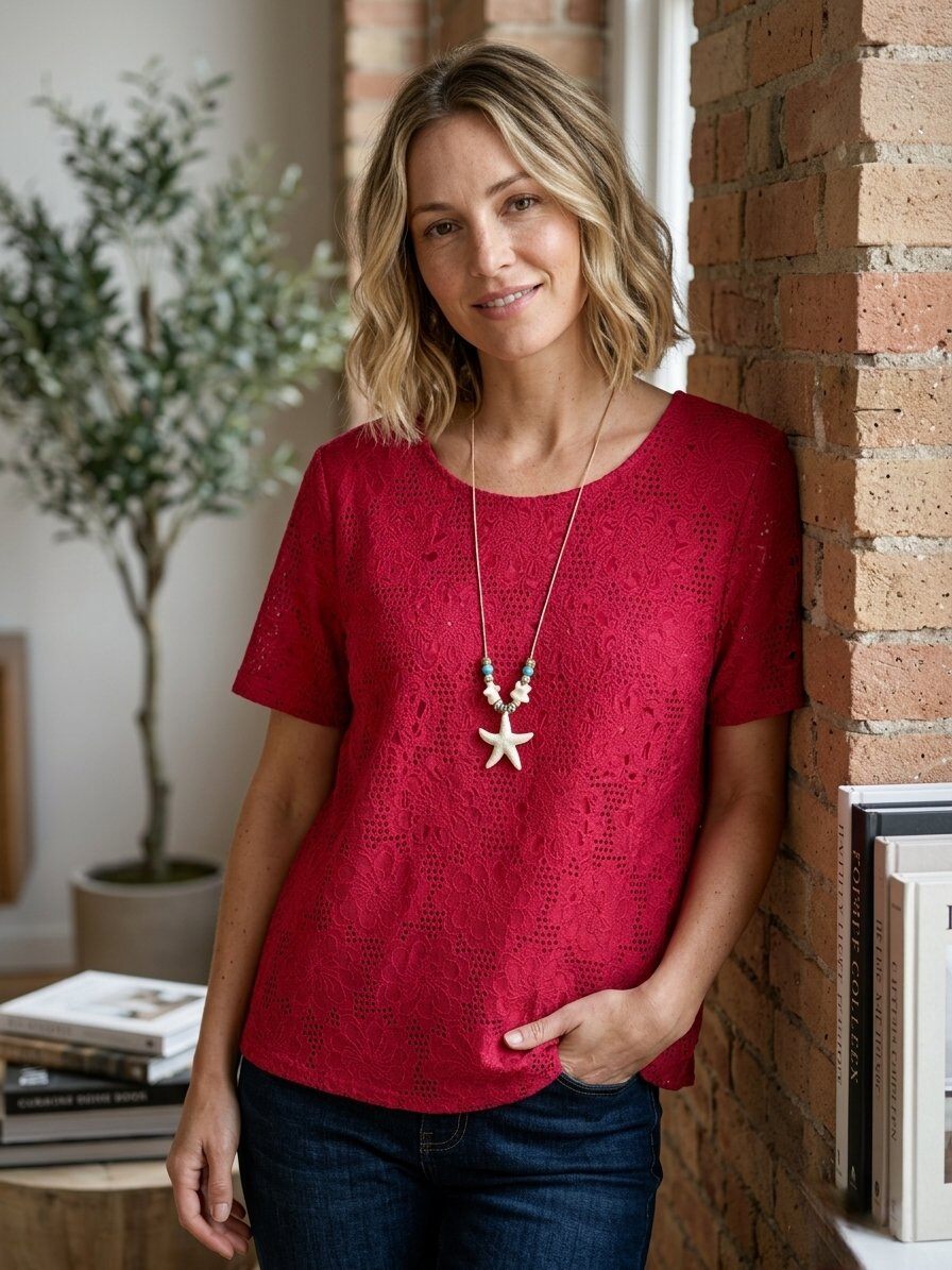 Mayorista 168 Fashion - Top de encaje con collar