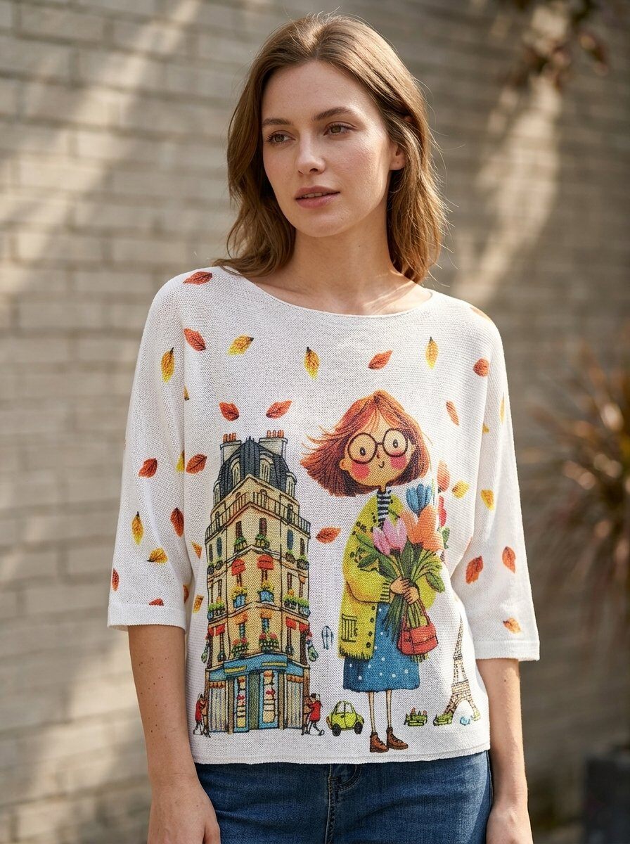 Wholesaler 168 Fashion - Lightweight Sweater with Print