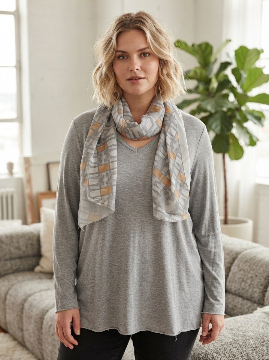 Wholesaler 168 Fashion - Long-sleeve top with matching scarf included